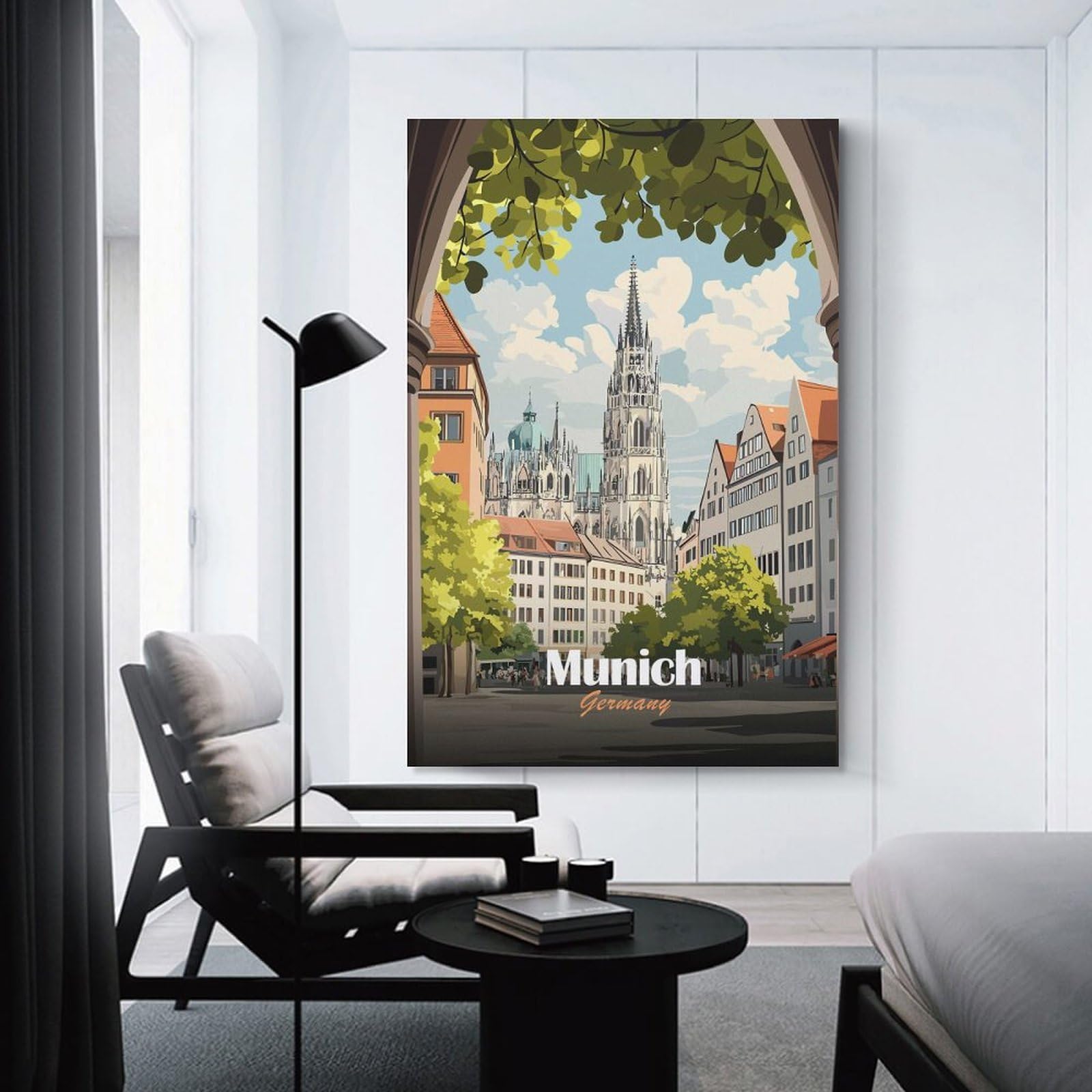 Junmoney Canvas Wall Decor Munich, Germany Travel, 24x36inch(60x90cm), for Bedroom Decor, Cosy Corners Or Studios, Decorative Wall Art for Cosy Rooms