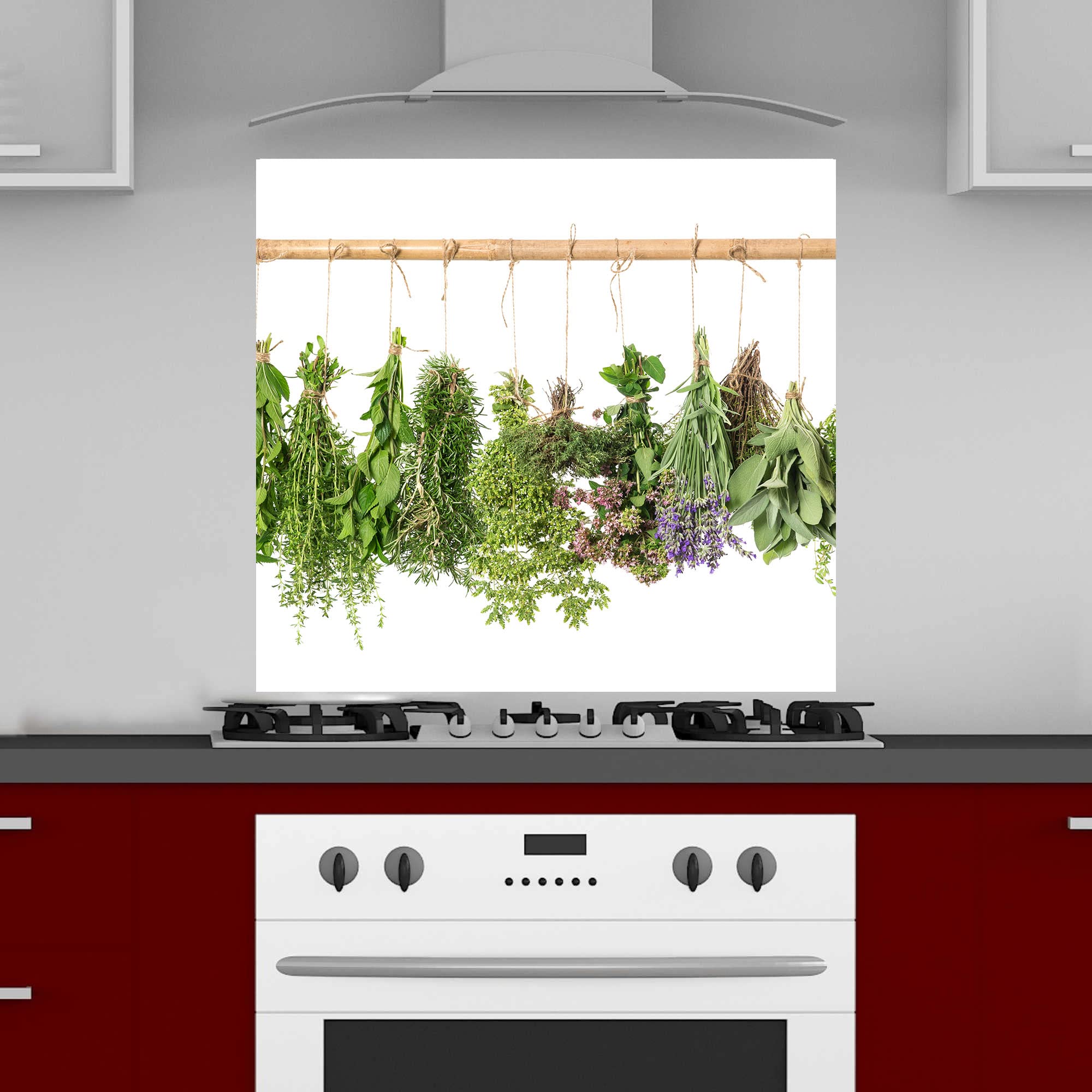 INDIGOS UG Kitchen Back Wall Plate for Tile Mirrors – Herbs – 70 x 50 cm – Splash Guard Aluminium Composite Plate Heat Resistant – Back Wall Kitchen Modern Wipeable – Stove & Oven – Wall Cladding