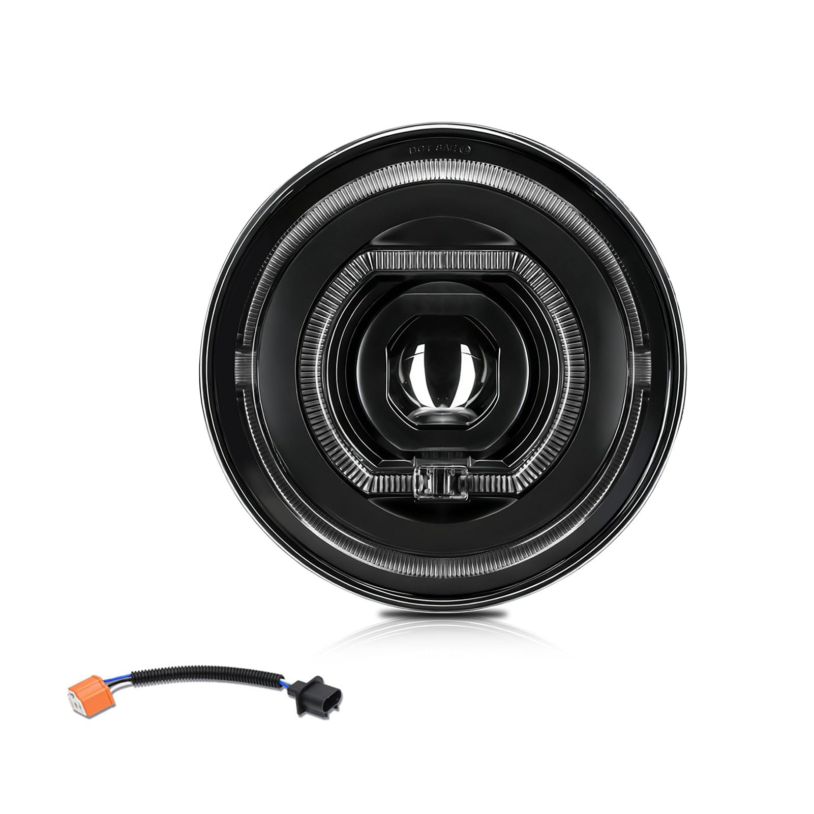 7-calowy Okrągły Reflektor LED, Lampa Motocyklowa z 4 Trybami Oświetlenia, światła Drogowe 6000 Lm, światła Mijania 5000 Lm, Złącze H4 do Samochodów Klasycznych