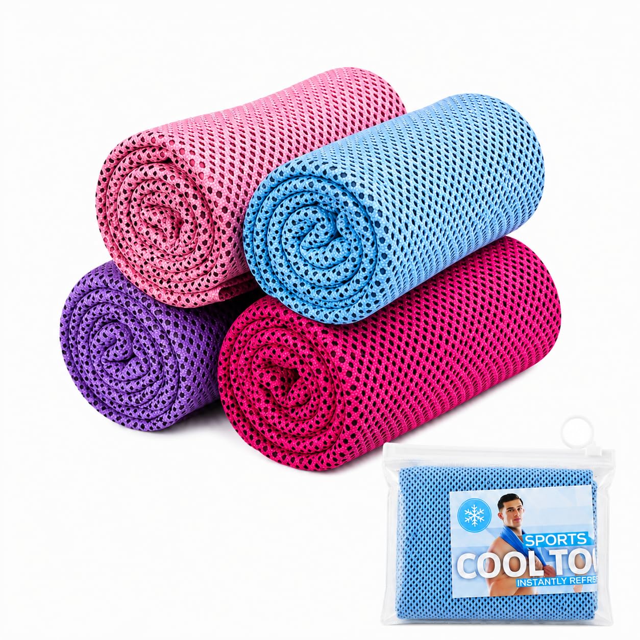 GHKJOK 4 Sports Towels, 30 x 80 cm Microfibre Mesh with Zip Pouch