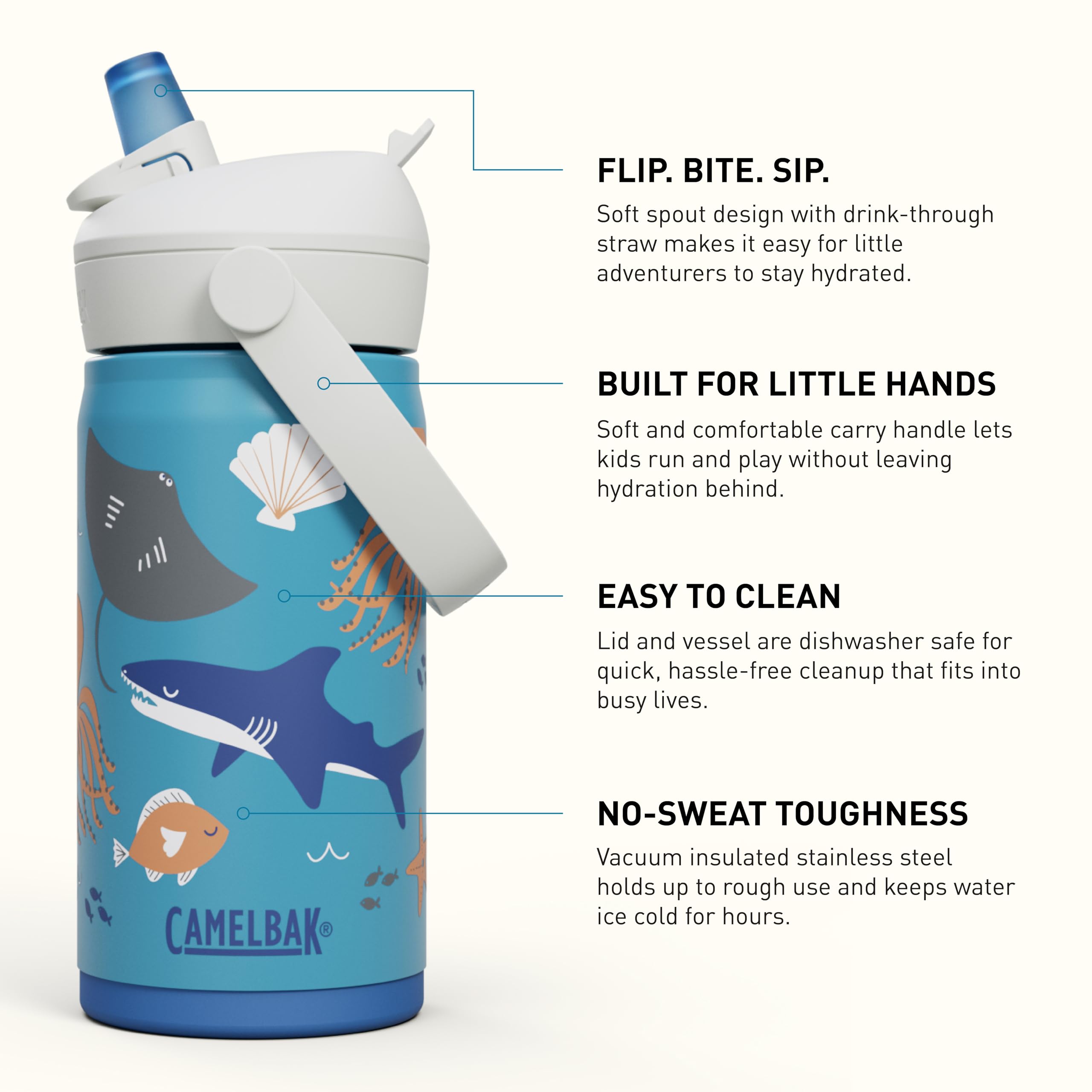 CamelBak Thrive Flip Straw VSS Gourde pour Enfants Ocean Life 350 ML