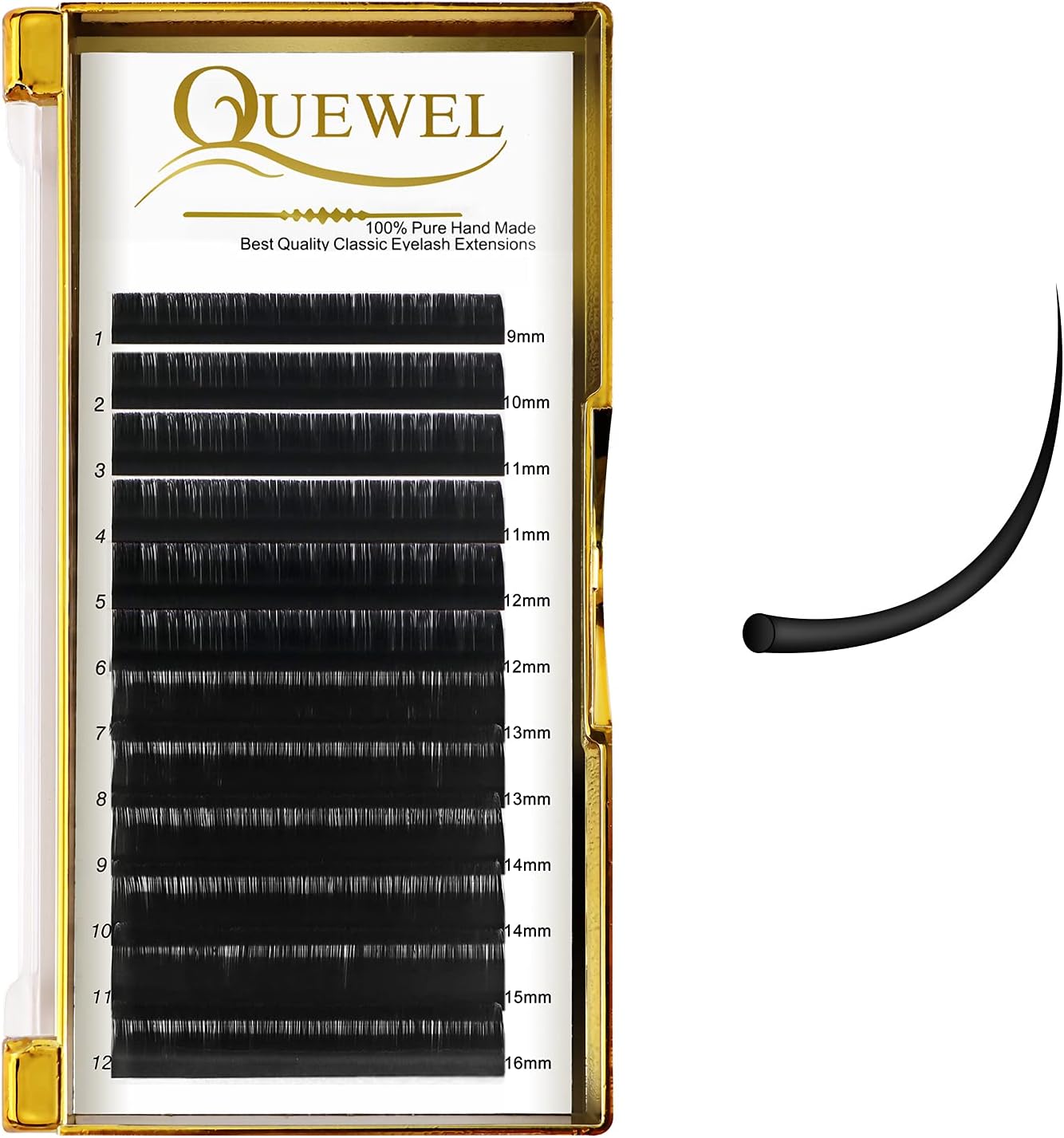 Classic Eyelash Extensions 0.07 C MIX9-16mm Lashes Extensions Supplies C/D Curl Single Length 9-20mm Mixed Length 9-16mm/15-20mm by QUEWEL (0.07 C MIX9-16)
