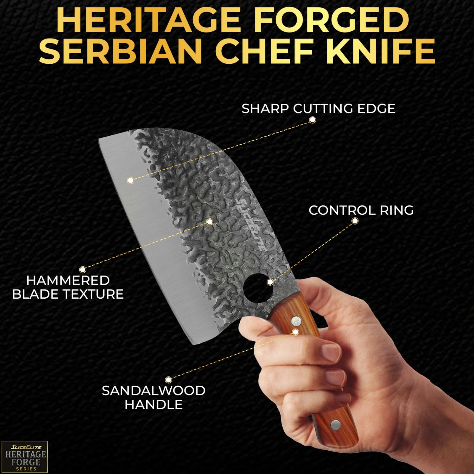 Serbian Chef Knife Vegetable Chopper Meat Cutting Kitchen Knife Food Prep — Amazon image 2