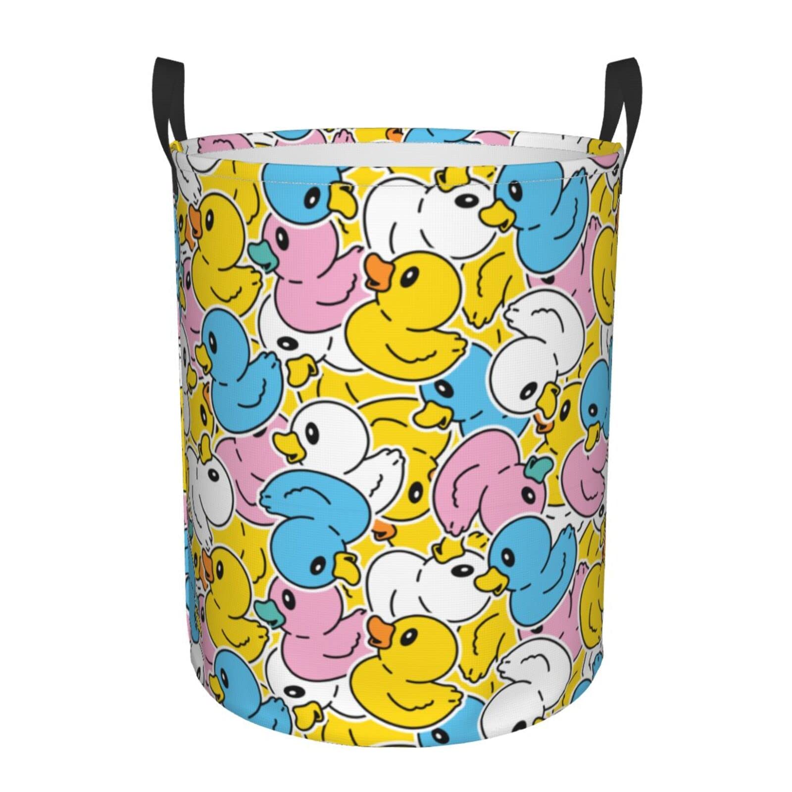 Gbuzozie Colorful Rubber Ducks Round Laundry Hamper Cute Ducky Storage Basket Toys Clothes Organizer Bin For Home Bathroom Bedroom Dorm Nursery, 38l