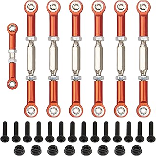 Vgoohobby Aluminum Adjustable Turnbuckles Rod Camber Links Steering Linkage Pull Rod Tie Rod Compatible with Traxxas 1/10 Slash 4x4 2WD RC Truck (Red)