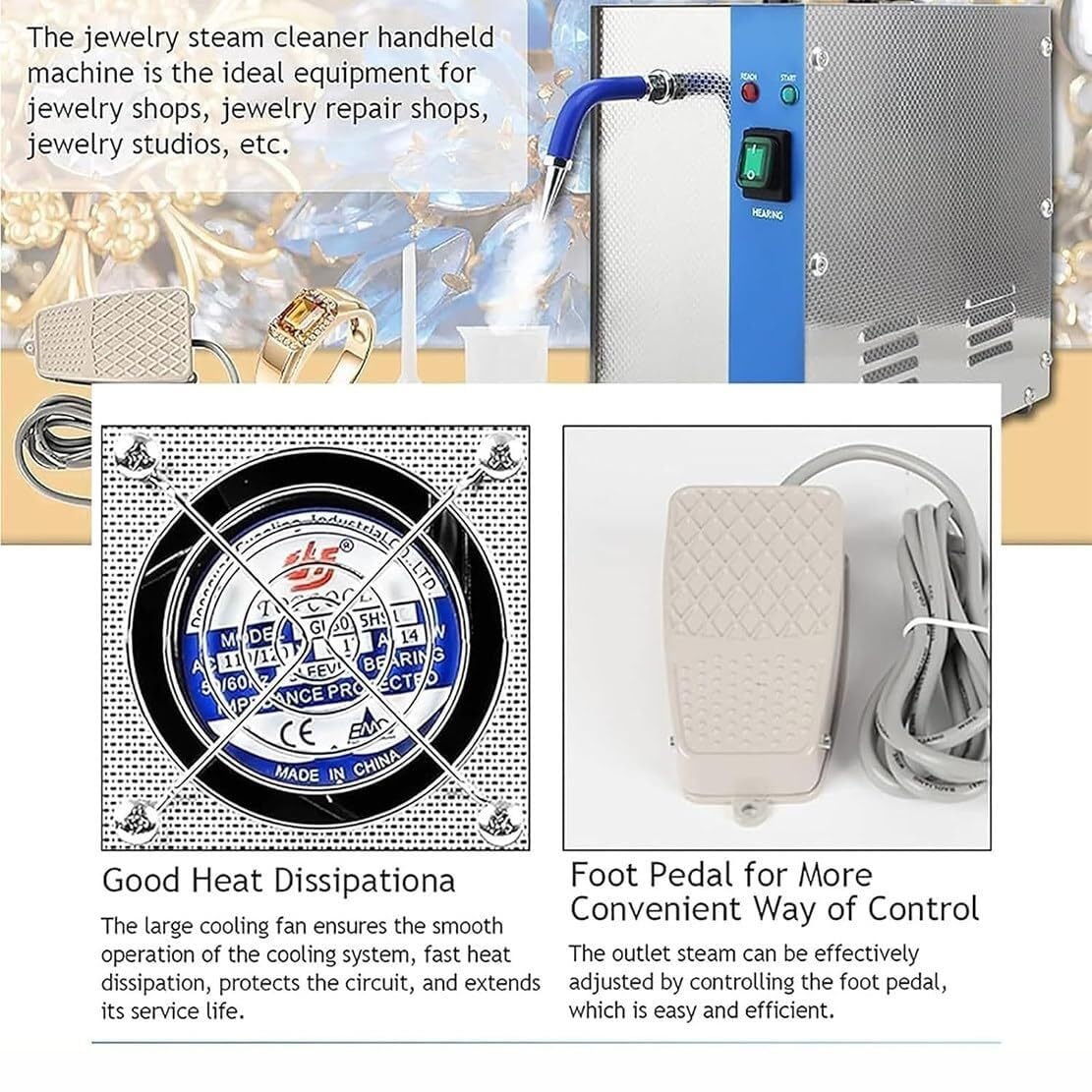 Profesjonalny biżuteria Steam Cleaner 135C Wysokociśnieniowa maszyna ze stali nierdzewnej do złotych srebrnych pierścieni Zegarki Protezy Głębokie czyszczenie Gem Washer 2L 4L Pojemność