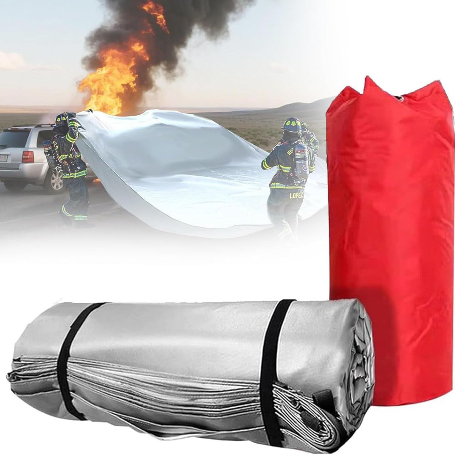 Manta ignífuga para Coche, Manta ignífuga de Doble Cara con Revestimiento de Silicona, Manta ignífuga de Emergencia para Coches, Manta ignífuga de Seguridad para aparcamientos 3x4m