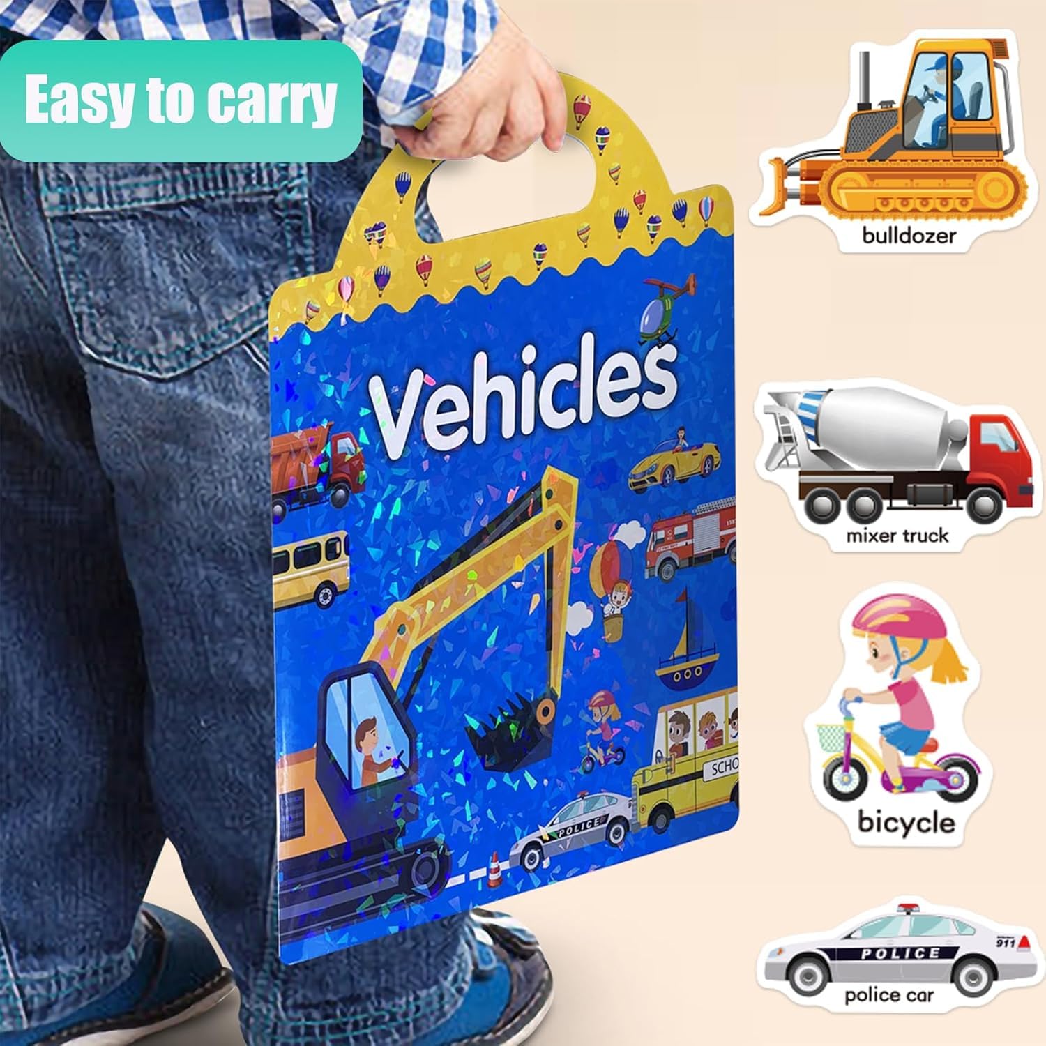 Reusable Sticker Books for Kids 3-6 Toys, Includes 4 Themes Animals, Dinosaurs, Ocean, Vehicles - Image 3