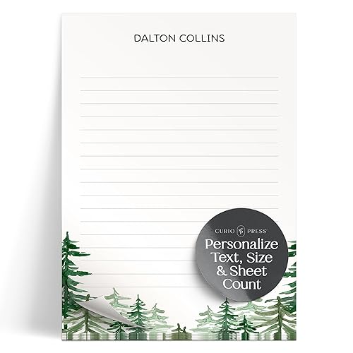 Personalized Nature Pine Tree Forest Woods Mountains NOTE PAD Stationery for Men or Women - FOREST NOTEPAD