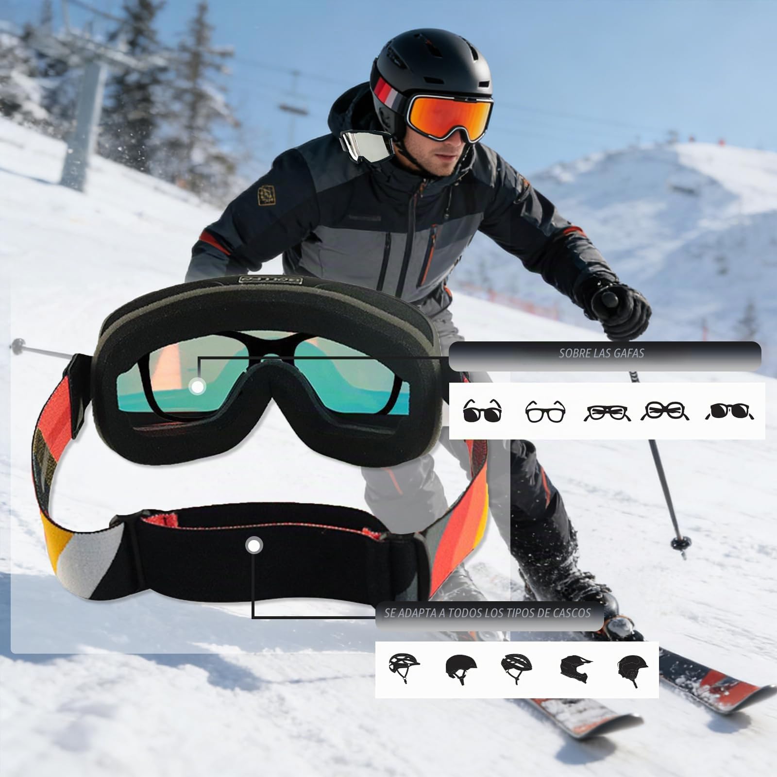 Gafas Motocross Fotocromaticas,Gafas de Moto con Protección UV y Correa Ajustable Antideslizante,Lentes Auto-Tintables para Comodidad Todo el Día