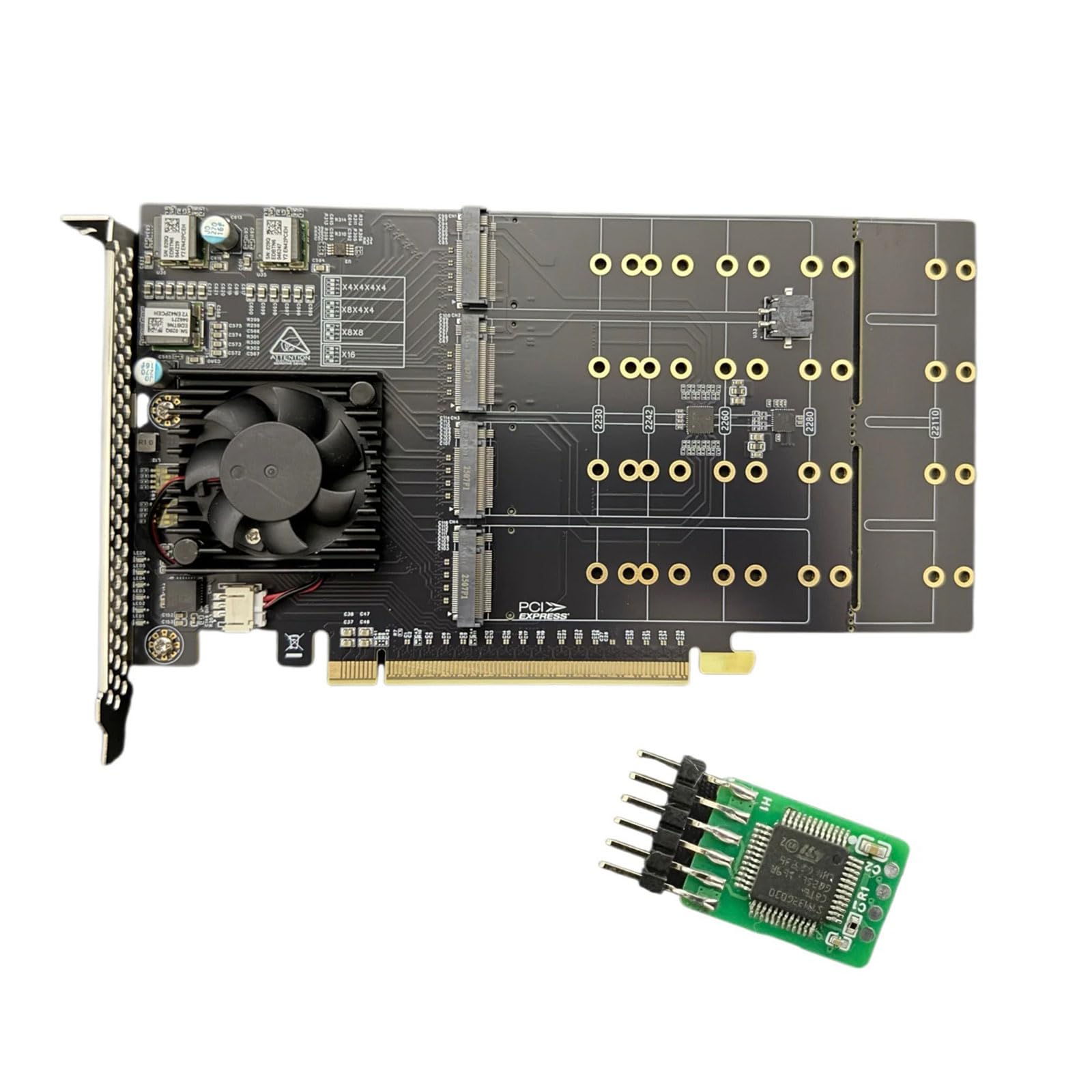 Scheda di espansione dell'unità NVMe PLX8749 PCIe3.0 X16 Supporta 8 unità con alloggiamento in metallo per trasferimento dati ad alta velocità Scheda di archiviazione per computer multi disco