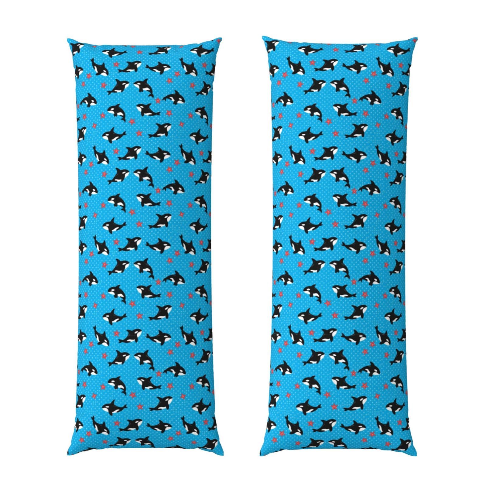 Body Pillow Cover 20x54 Inch, Cute Killer Whale Starfish Bubbles Dots Blue, Luxury Cozy Long Pillowcase with Zipper, Softffy Rectangular Case for Couch Bed Home Hotel