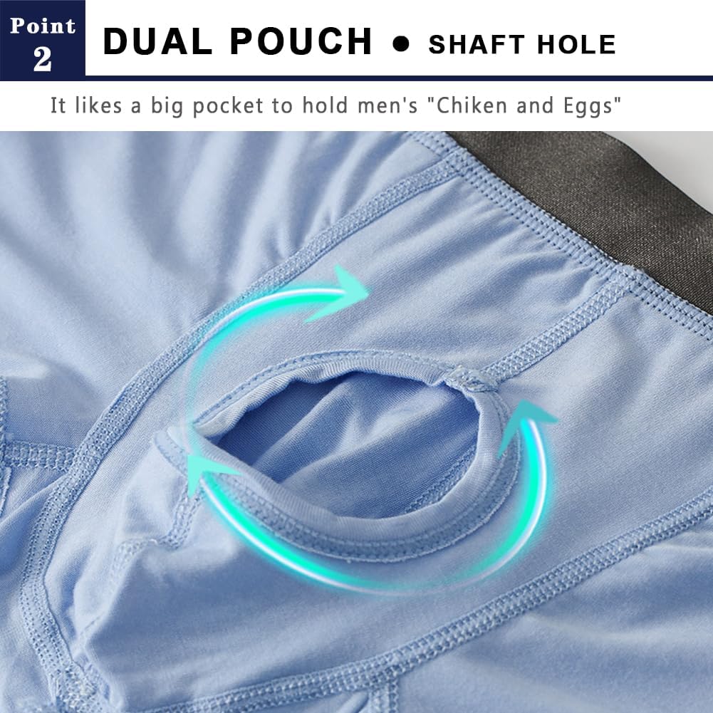 Men's Boxers Briefs Fly Pouch Front Open Breathable Bulge Underwear Separated Pouch Trunks - Image 3