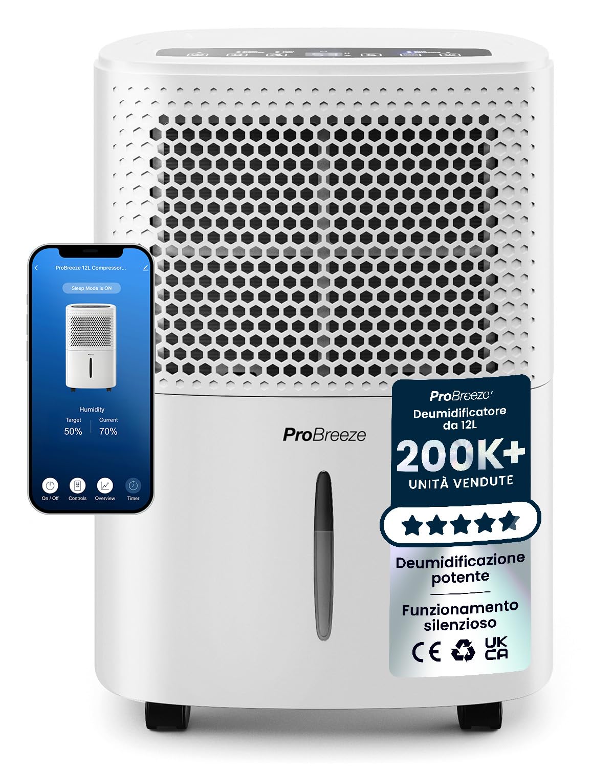 Pro Breeze Deumidificatore Casa Smart 12L/Die Eco a Basso Consumo – Ultra Silenzioso