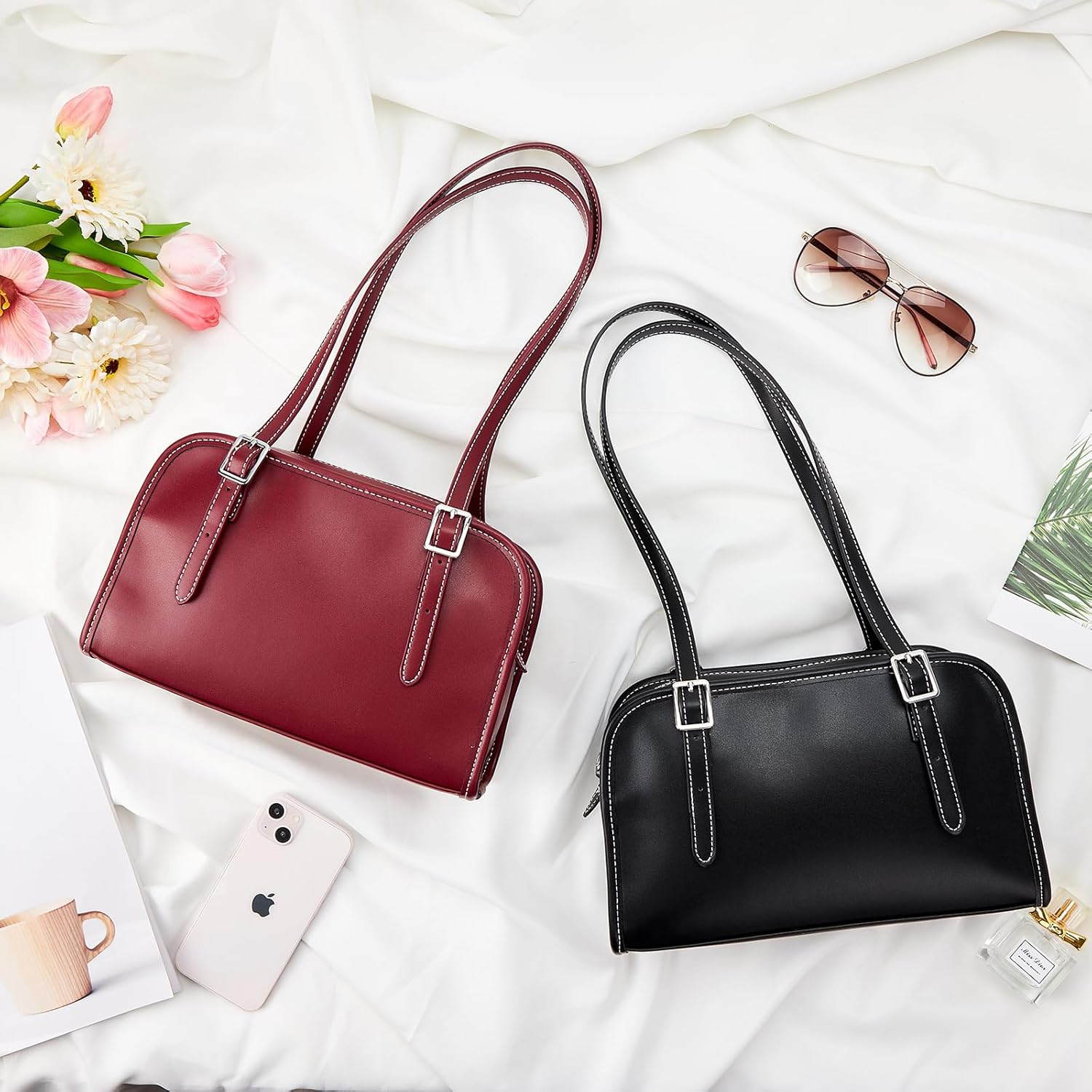 KALIDI Women’s Swing Zip Leather Shoulder Bag - Image 8