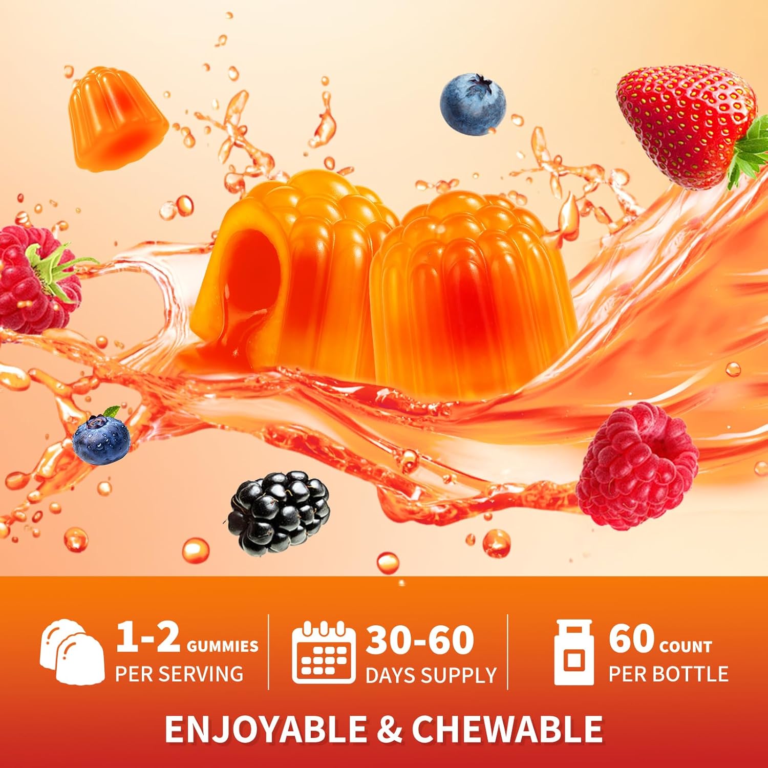 Lithium Orotate 5mg 10mg Gummies Lithium Supplements with Vitamin B, Magnesium & Selenium for Mood Support, Stress Relief, Brain Health, Non-GMO, Vegan, Gluten Free - Mixed Berry Flavor, 60 Gummies - Image 6