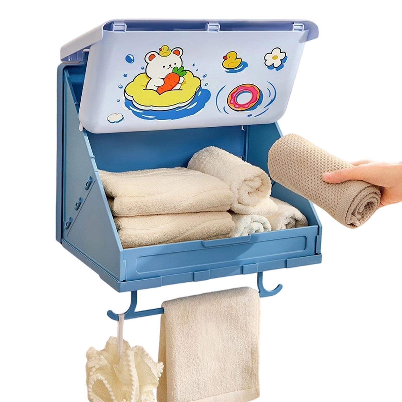 Armoire de rangement murale pliable ventouse pour vêtements et serviettes
