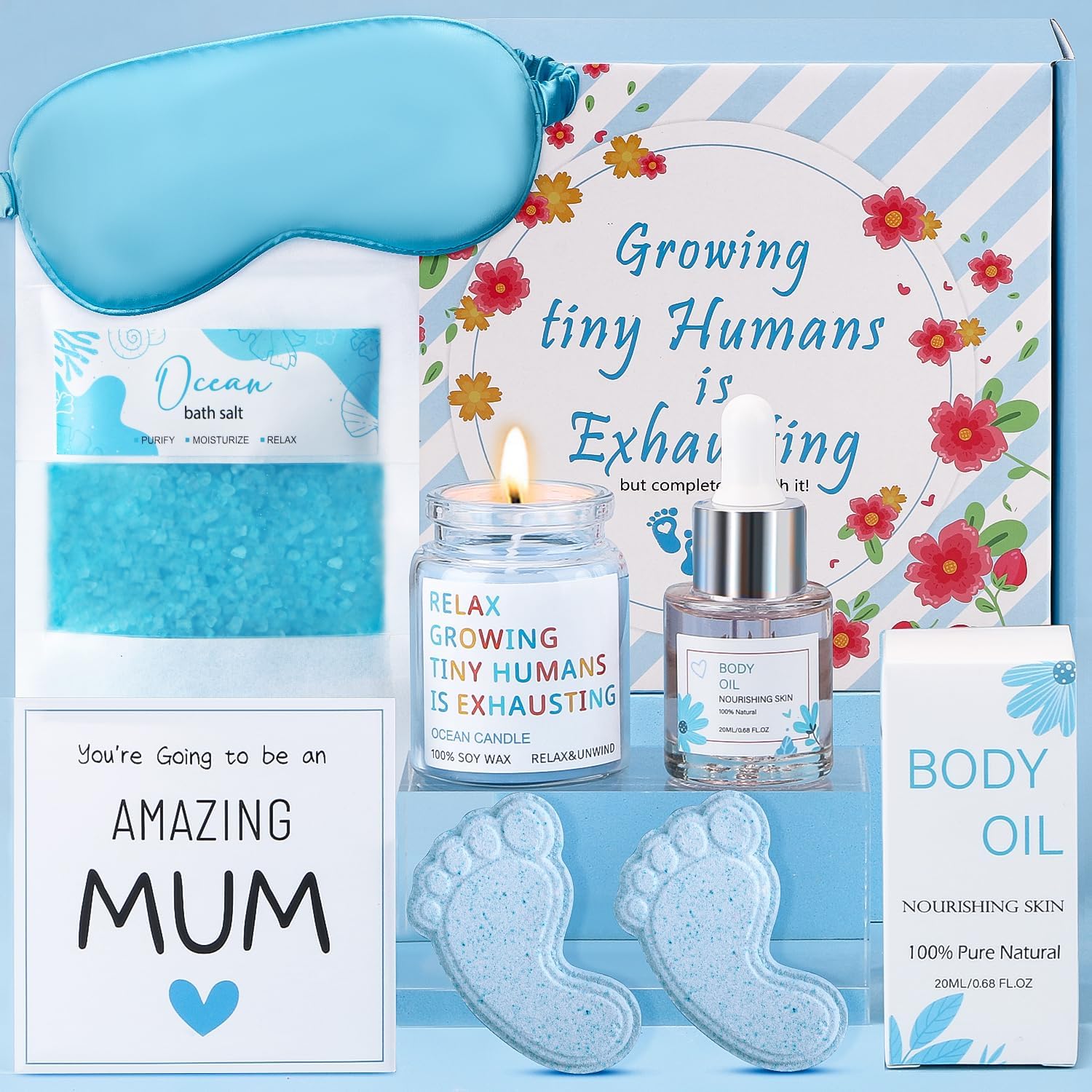Baby Shower Gifts, New Mum Pamper Kit, Luxury Self Care Spa Kit for Mum-To-Be, Relaxation Care Package Mothers Pregnant Gifts , 100% Natural Organic Vegan