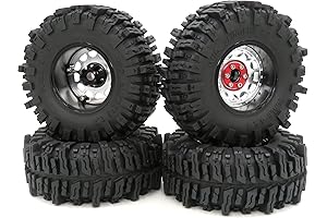 hobbysoul RC 2.2 Mud Crawler Wheel Tire Combo 124mm Mud Slingers& 2.2 Beadlock Rims