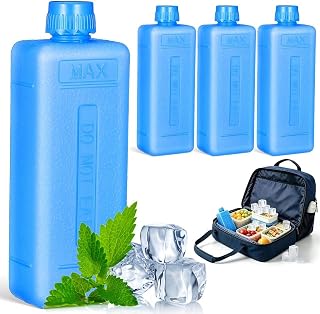 Ice Packs Crystal Boxes for Coolers 4Pcs Ice Packs for Lunch Boxes, Reusable Freezer Cubes with Leak-Resistant Lid Portable Freezer Blocks for Outdoor Camping and Food Storage