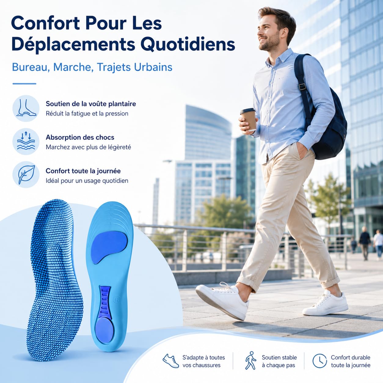 Santellia Vital+ Semelles Orthopédiques Unisexes avec Soutien de la Voûte Plantaire et Amorti pour Marche Travail Sport et Usage Quotidien (43/44)