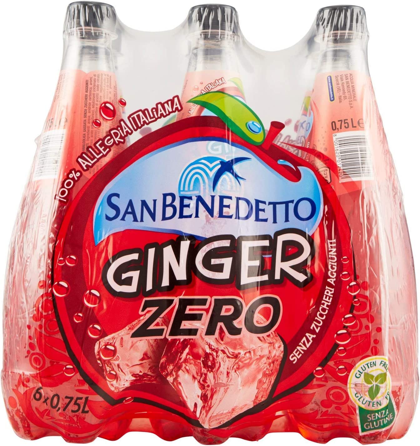 San Benedetto Ginger Zero PET Lot de 12 bouteilles sans sucre 0,75 l