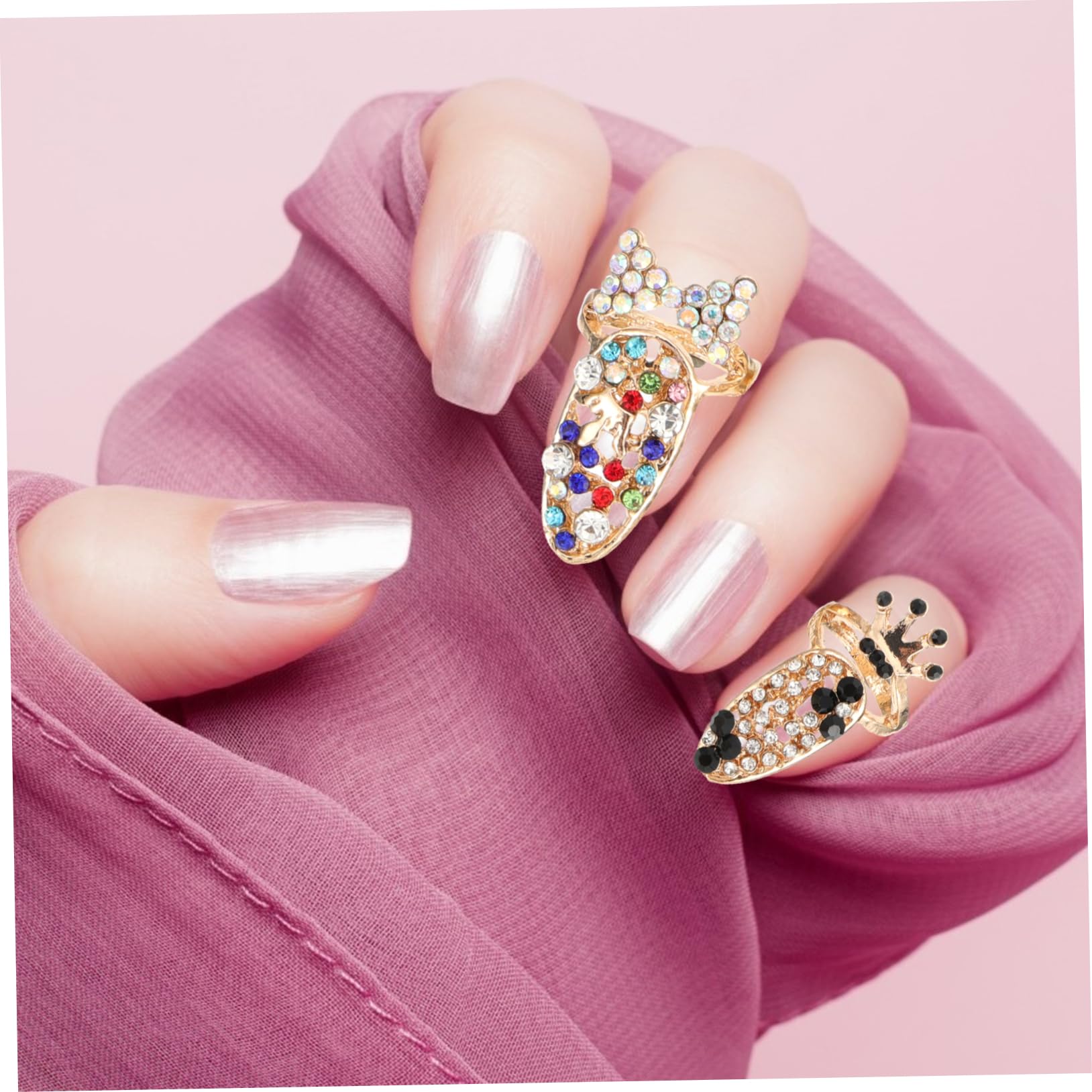 24pezzi Anelli Decorativi Per Unghie Accessori Per Nail Art Eleganti Per Feste e Cerimonie Completo Per Manicure e Decorazioni Per Unghie