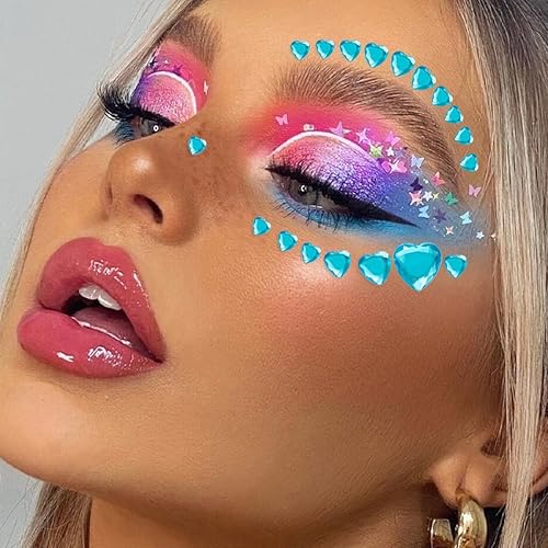 Miniatura 5 de Gemas faciales con diamantes de imitación de cristal, tatuajes temporales, ojos, cabello y cuerpo, con purpurina, calcomanía autoadhesiva para
