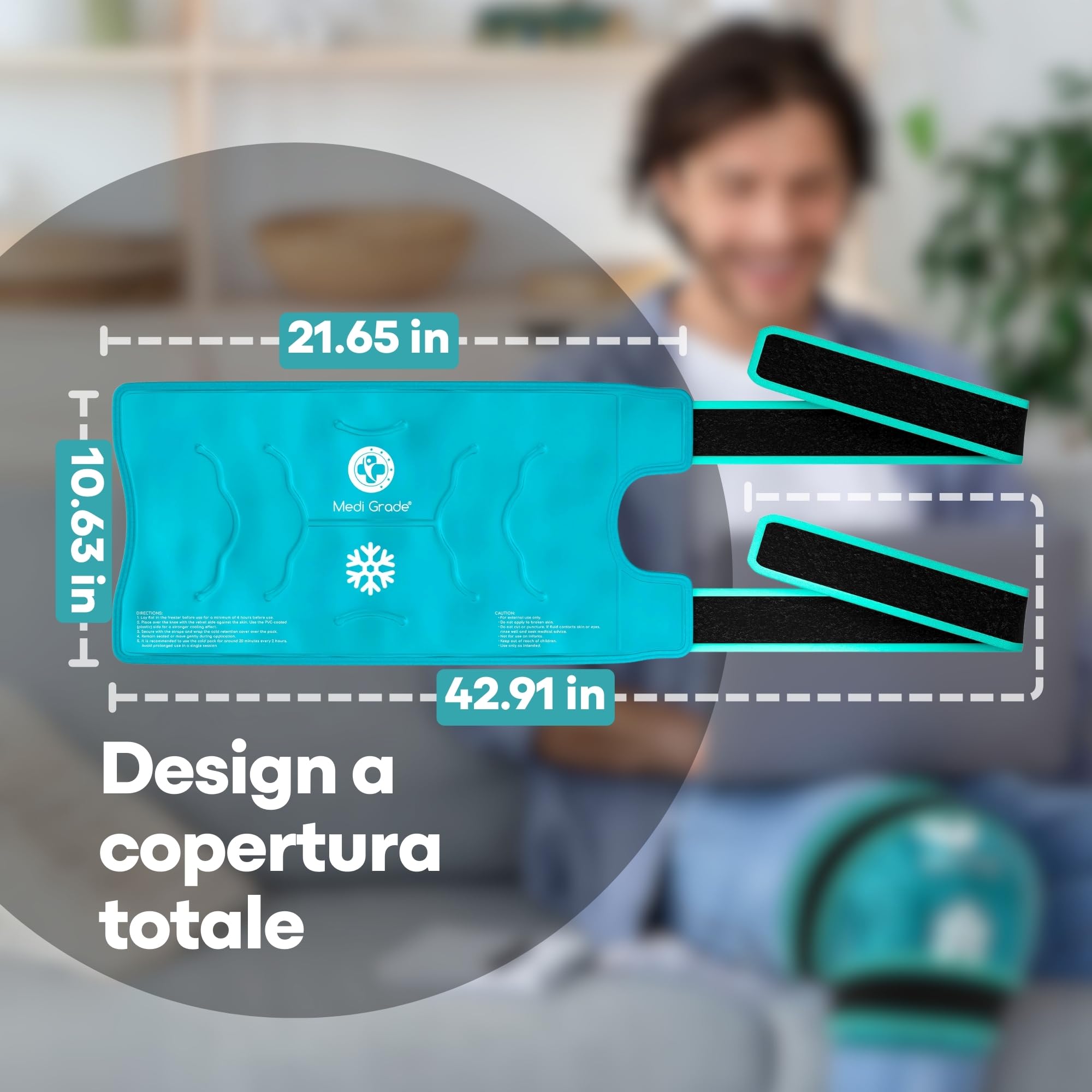 Medi Grade Impacco Ghiaccio Gel Riutilizzabile per Ginocchio - Fascia a Doppio Tessuto con Lunga Tenuta del Freddo - Sollievo dal Dolore e Recupero Post-Operatorio - Ghiaccio per Ginocchio Flessibile