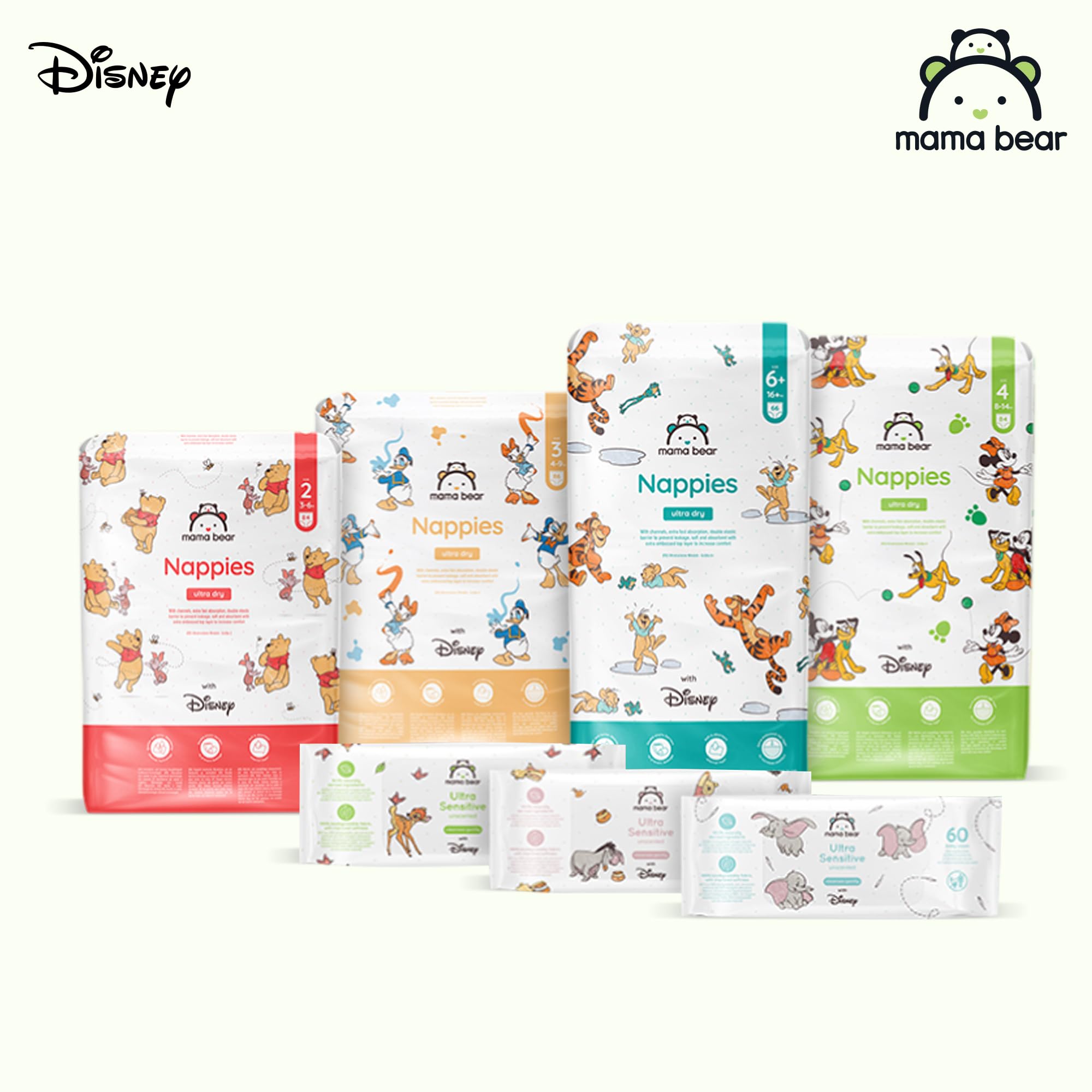 Amazon-Marke: Mama Bear Disney Ultra Dry Windeln Größe 4 (8-14 kg) - MONATSBOX, Weiß, 168 Stück (2 Packungen mit 84)
