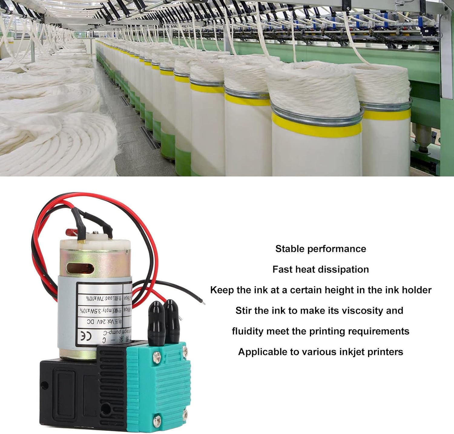 DC24V 7W Inkjet Printer Pump Ink Circulation Pump Waste Ink Pump Small UV Ink Pump Replacement for Inkjet Printers 5mm