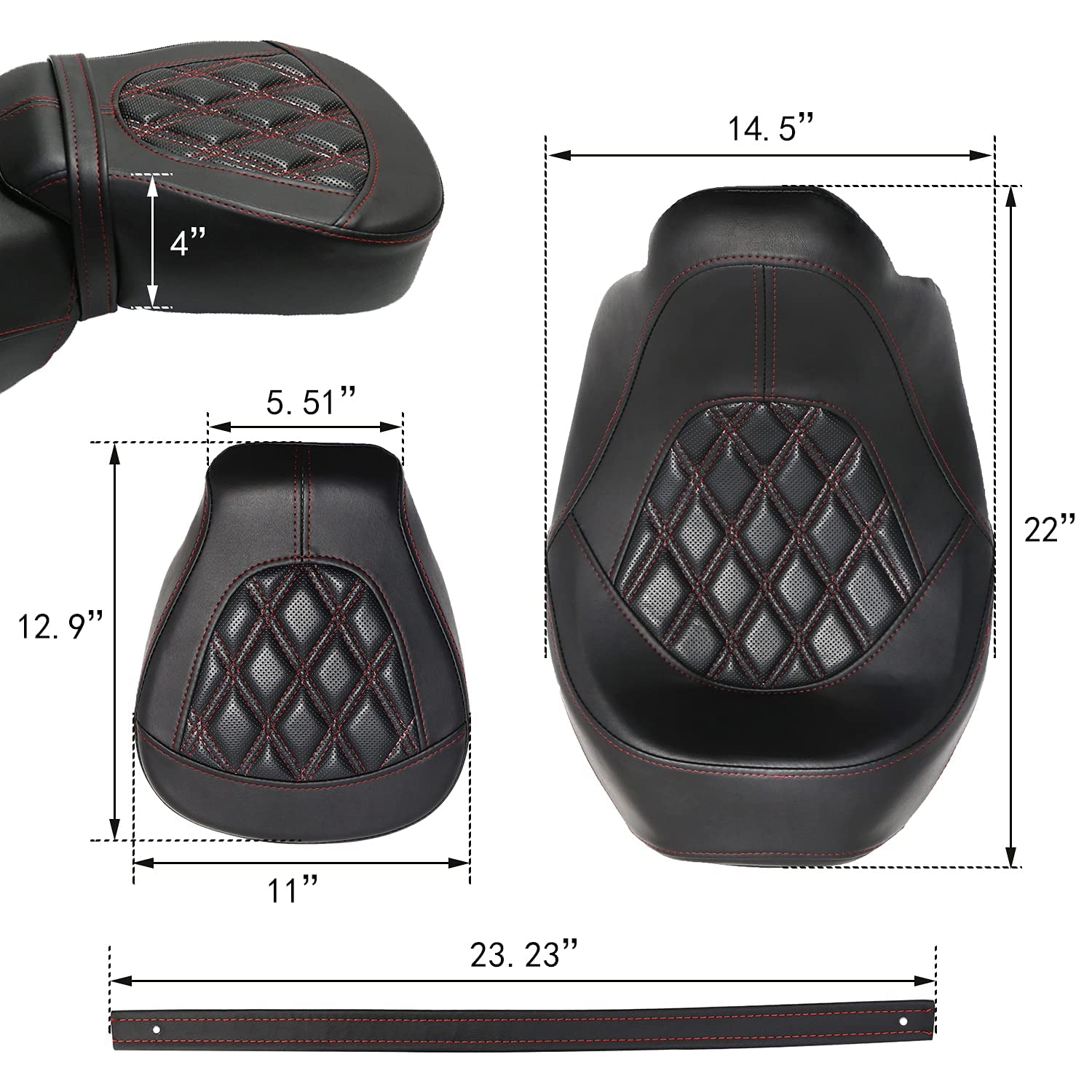 LowProfile Seats Rider Passenger Pillion Leather Seat for Harley 2009