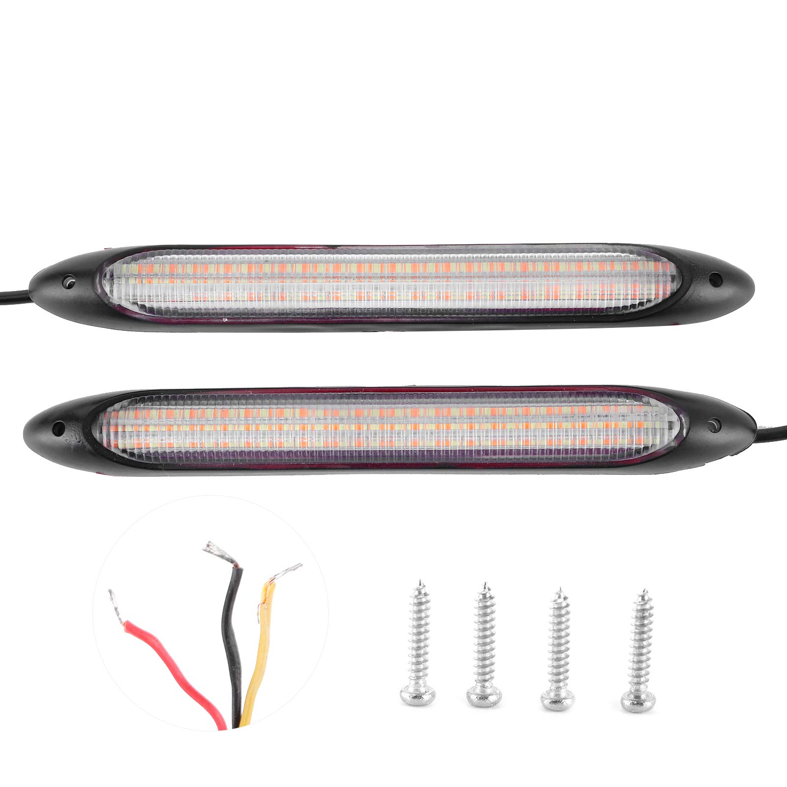 Akozon Luci Diurne LED Auto, 1 Paio Striscia per Luci di Marcia Diurna a LED Impermeabile Luce Universale per Auto, Luce Bianco Giallo, Lampada LED DRL per Auto Ad Alta Luminosità(27.5cm)