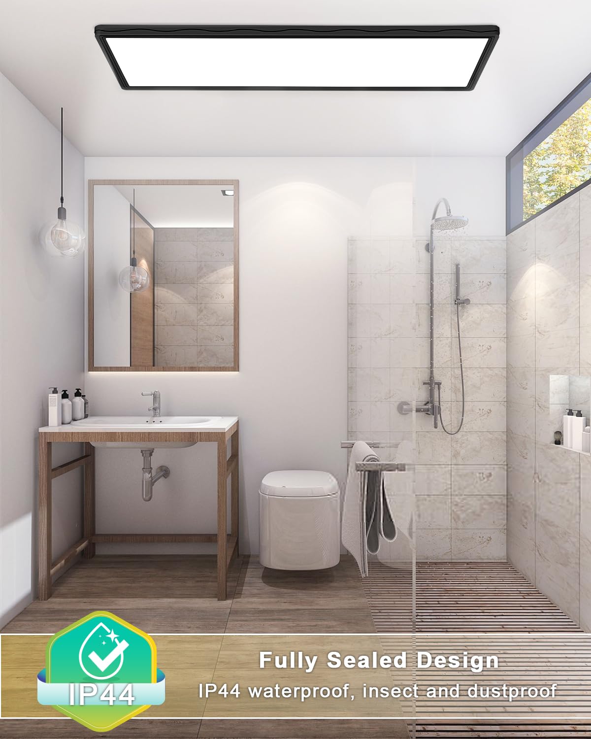 Bowfar Plafondlamp LED Rechthoekige, LED plafondlamp met afstandsbediening, dimbaar 3000K-6500K, 24W Waterdichte Badkamerlamp met achtergrondverlichting voor woonkamer slaapkamer kantoor, 58x20x2,5cm Bowfar Plafondlamp LED Rechthoekige, LED plafondlamp met afstandsbediening, dimbaar 3000K-6500K, 24W Waterdichte Badkamerlamp met achtergrondverlichting voor woonkamer slaapkamer kantoor, 58x20x2,5cm