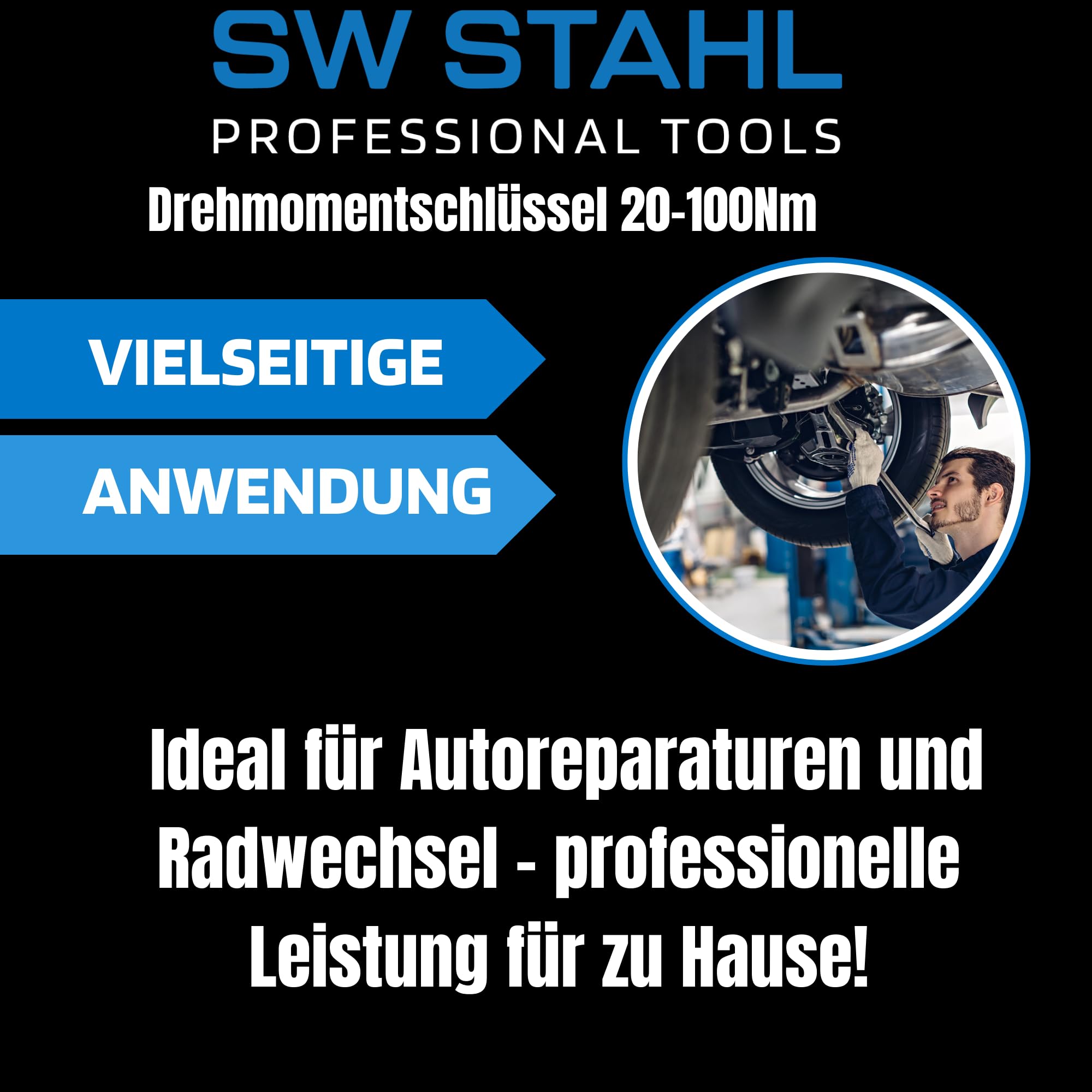 SW-Stahl 03873L Profesjonalny Klucz Dynamometryczny 1/2 Cala 20-100 Nm | Precyzyjne narzedzie do napraw aut i motocykli, czworokatny przepust, certyfikat kalibracji oraz ergonomiczny uchwyt 2K