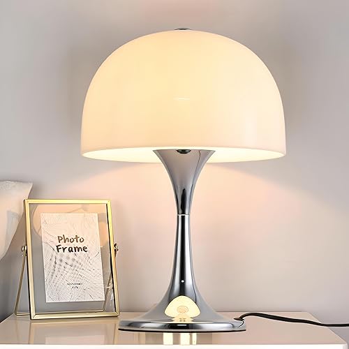 Lámpara de mesa moderna y elegante para dormitorio, lámpara de escritorio con 3 luces LED para sala de estar, oficina, pantalla acrílica blanca
