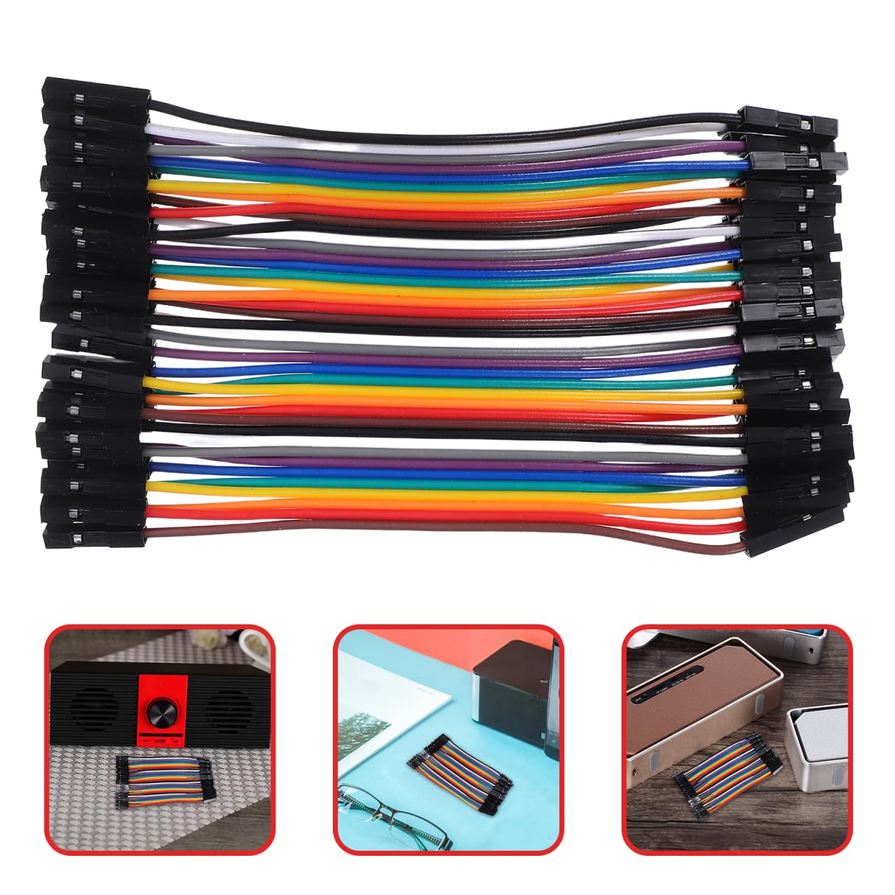 Veemoon Set di 40 cavi jumper femmina su presa 10 cm – 2,54 mm, dimensioni griglie, ponti metallici, per ESP32, flessibile e colorato, prototipazione a nastro, per elettronica fai da te