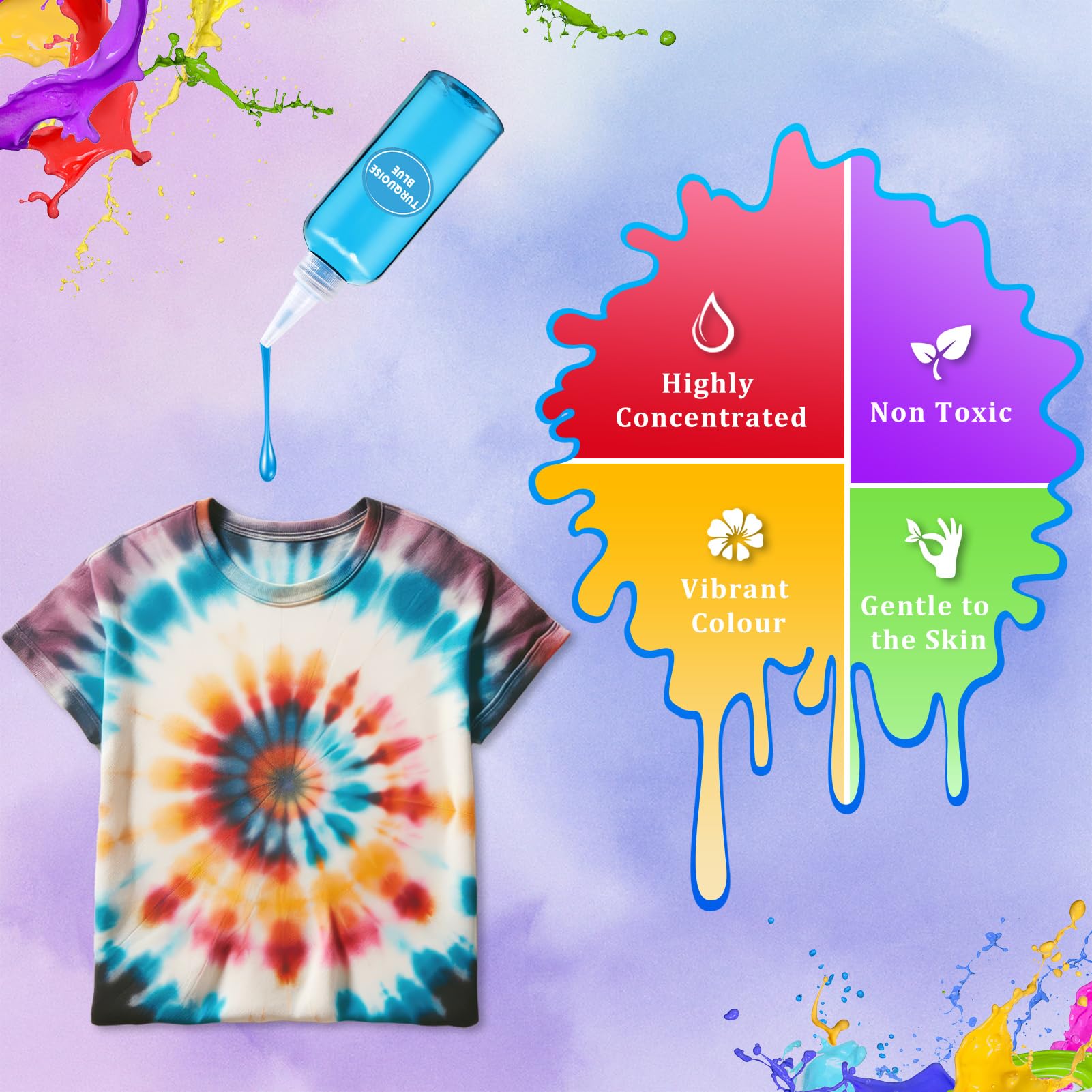 Tie Dye Kit 14 Colours, Tyedyedye Kit for Large Groups Christmas Colours, Non Toxic Permanent Fabric Dye - Image 2