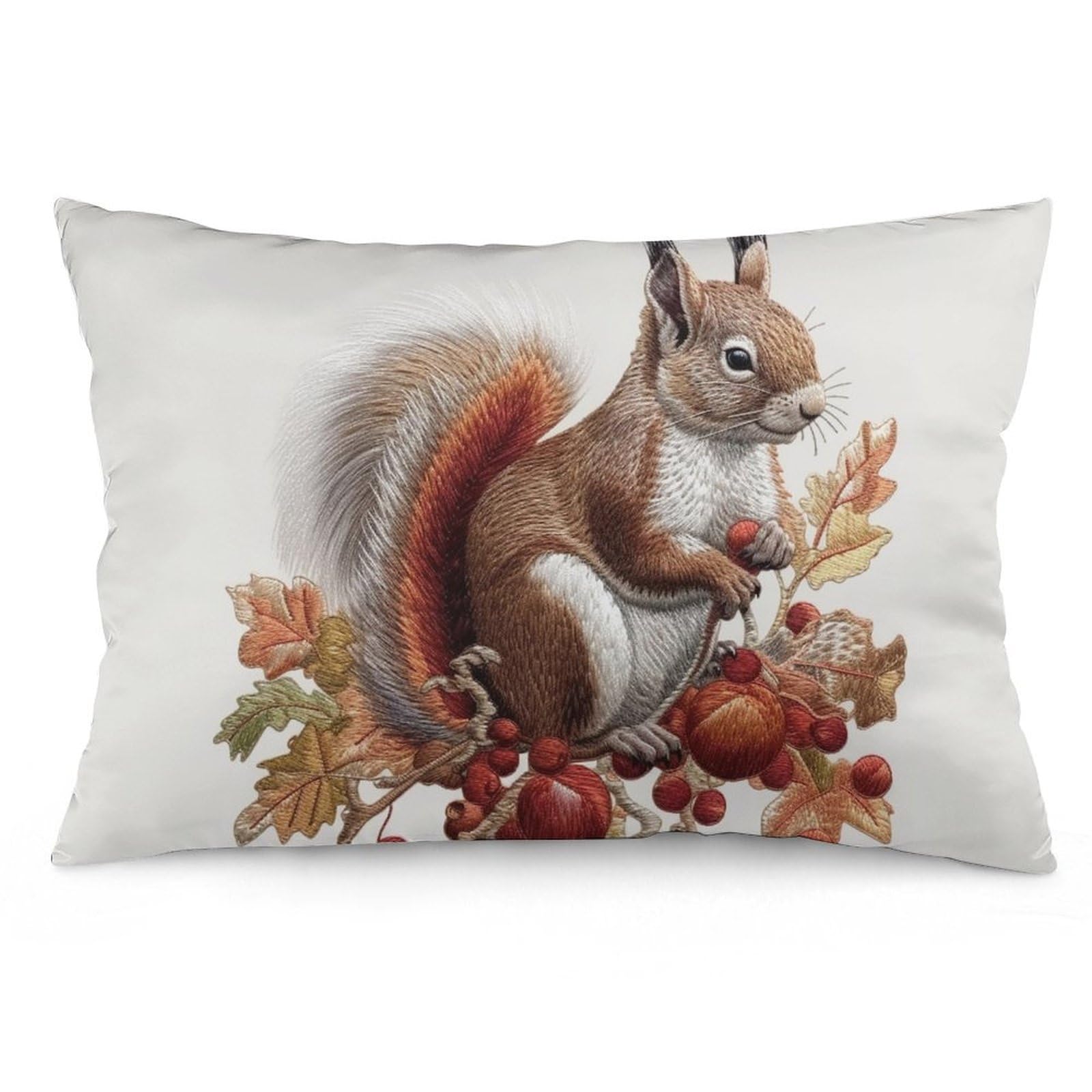 NTVOWPZO 2 Pack Decoration Throw Pillow Covers 12 "x20 Pillowcases Covers Leaves and Squirrel Pillowcases Modern Farmhouse Home Decor Sofa Cushions Covers for Couch Bed Living Room