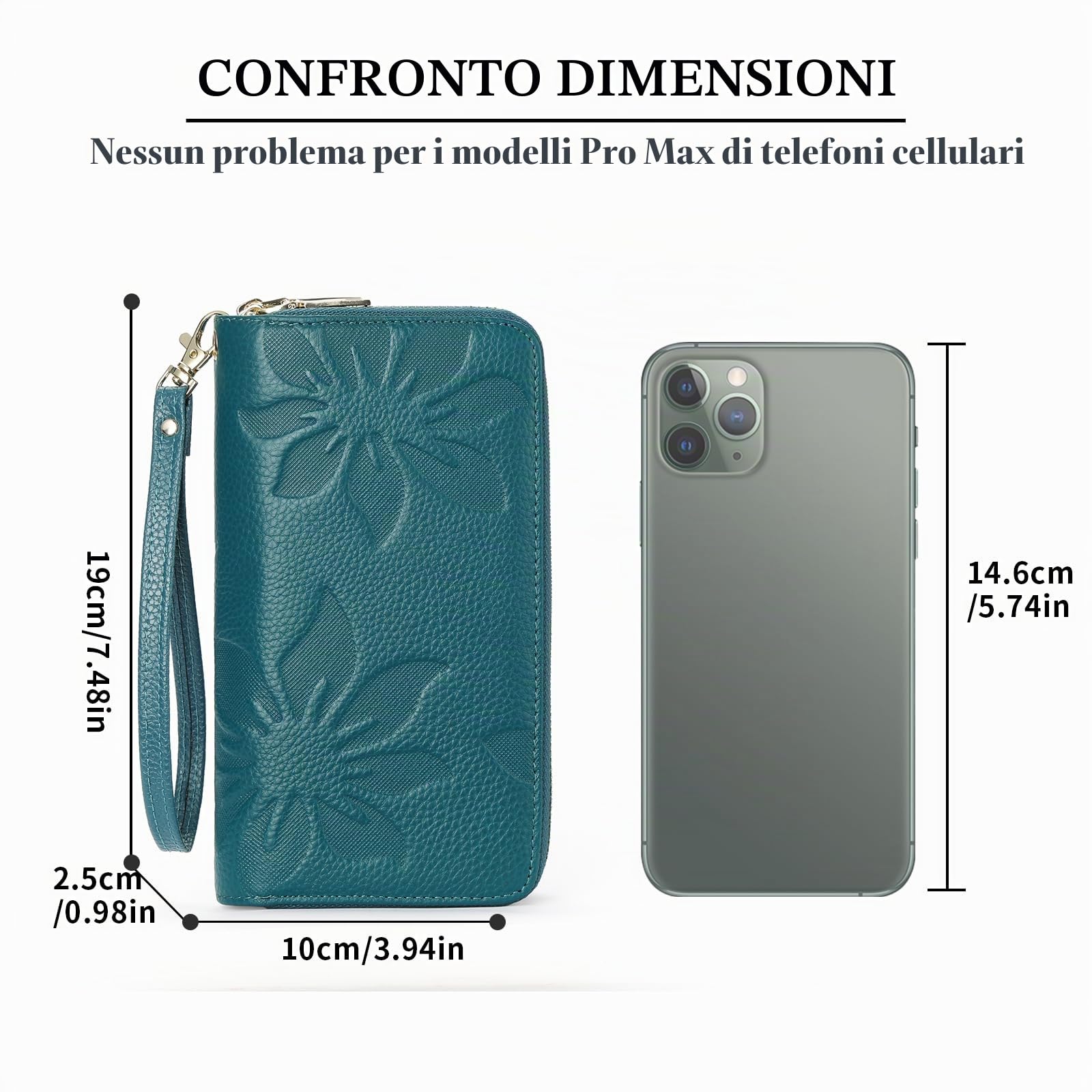 GOIACII Portafoglio Donna Grande Capacità Doppia Cerniera Porta Carta di Credito Portafogli da Donna in Pelle con Blocco RFID Telefono Wristlet