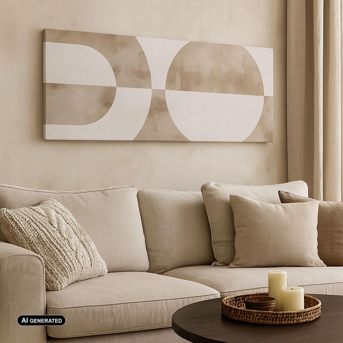 Cuadro Decorativo 160x50cm Moderno Panorámico Abstracto Pastel - 5488 | Minimalismo Brillante Formas Cuadro sobre Lienzo Grande Arte mural Decoración del Hogar Salón Dormitorio Cuadros de Pared