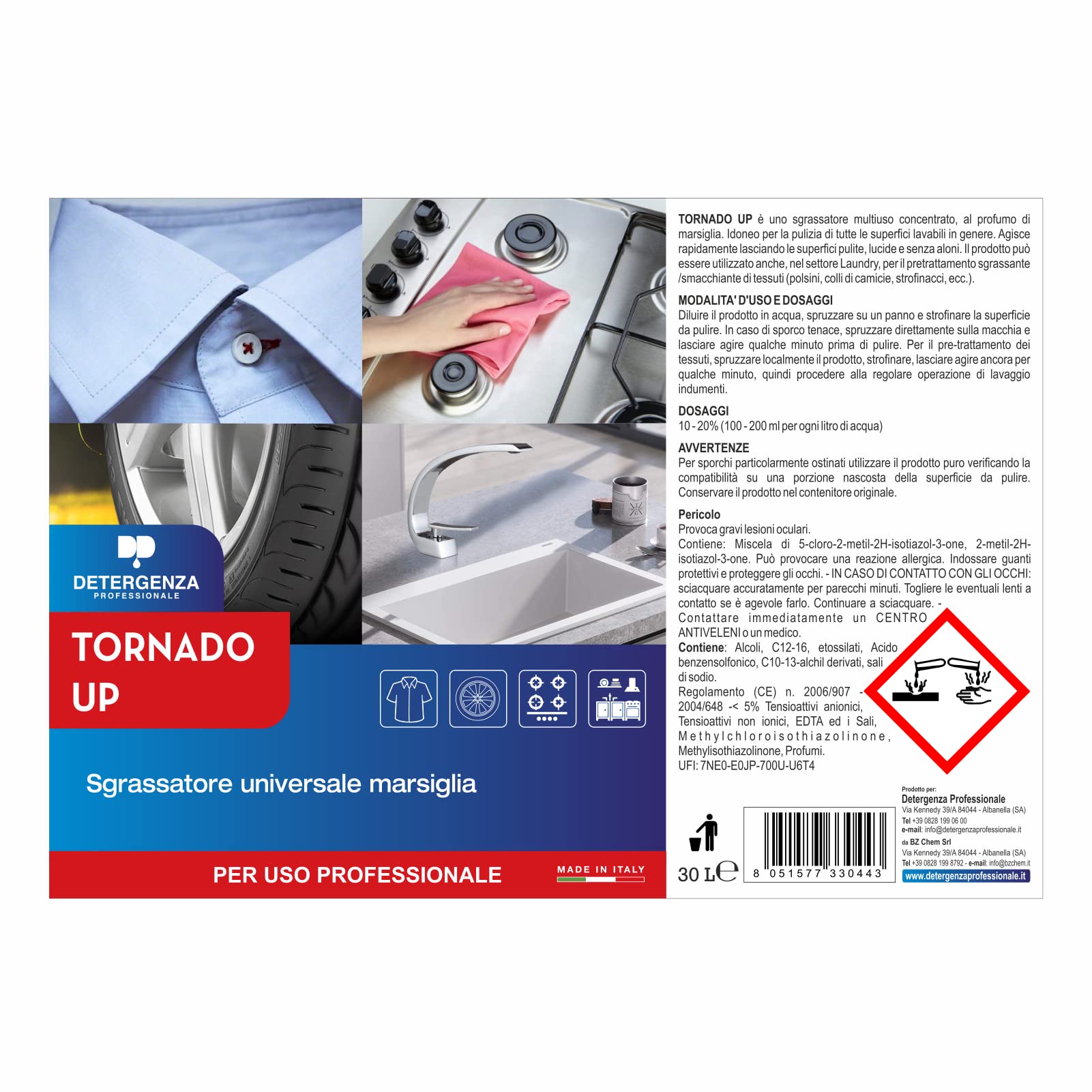 SGRASSATORE Universale Marsiglia Tornado UP CONCENTRATO - Tanica da 30 L