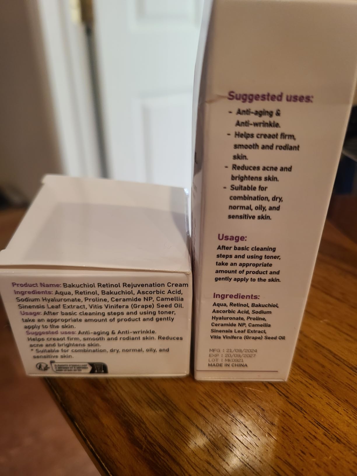 Generic Bakuchiol Retinol Serum & Face Cream for Wrinkles. 2PCS Retinol Face Cream & Serum Set for Anti Aging Dry Skin Reduce Wrinkles, Fine Lines & Sagging, Moisturising Skin