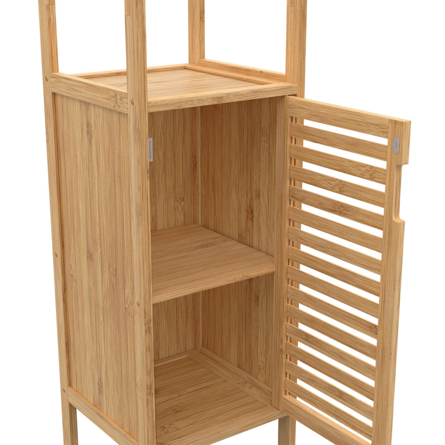 IDMarket - Meuble Colonne Salle de Bain Bambou BEA 2 Portes