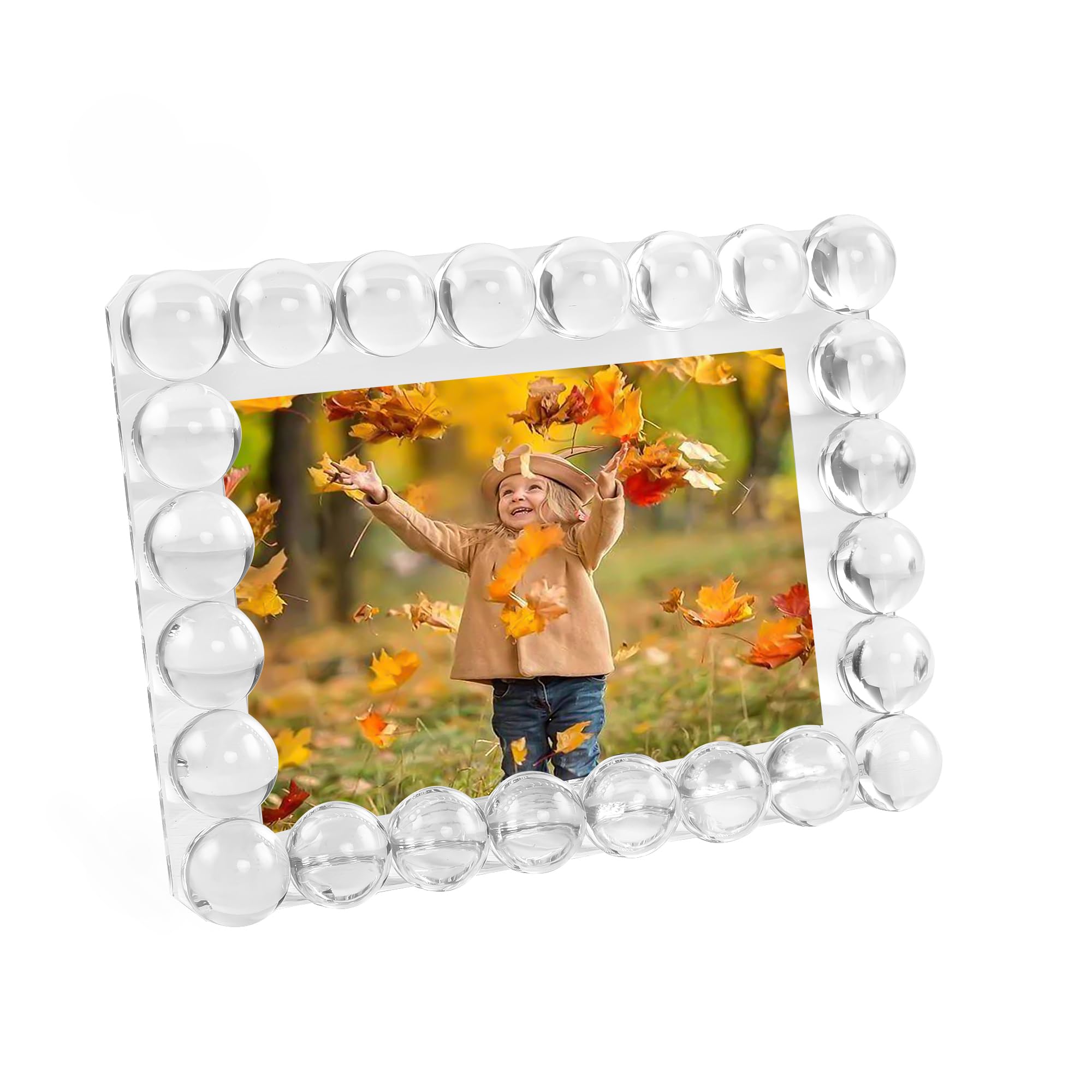Photo 1 of DONOUCLS Crystal 5x7Inch Picture Frame, Wedding Frame Tabletop Display, Display Pictures 5''x 7'', Comes with Gift Box
