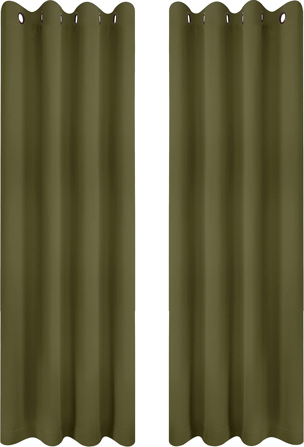 Utopia Bedding 2 Panels Olive Green Grommet Blackout Curtains, Thermal Insulated for Bedroom and Living Room, Room Darkening Curtains Blackout Draperies (W52 x L84 Inches)