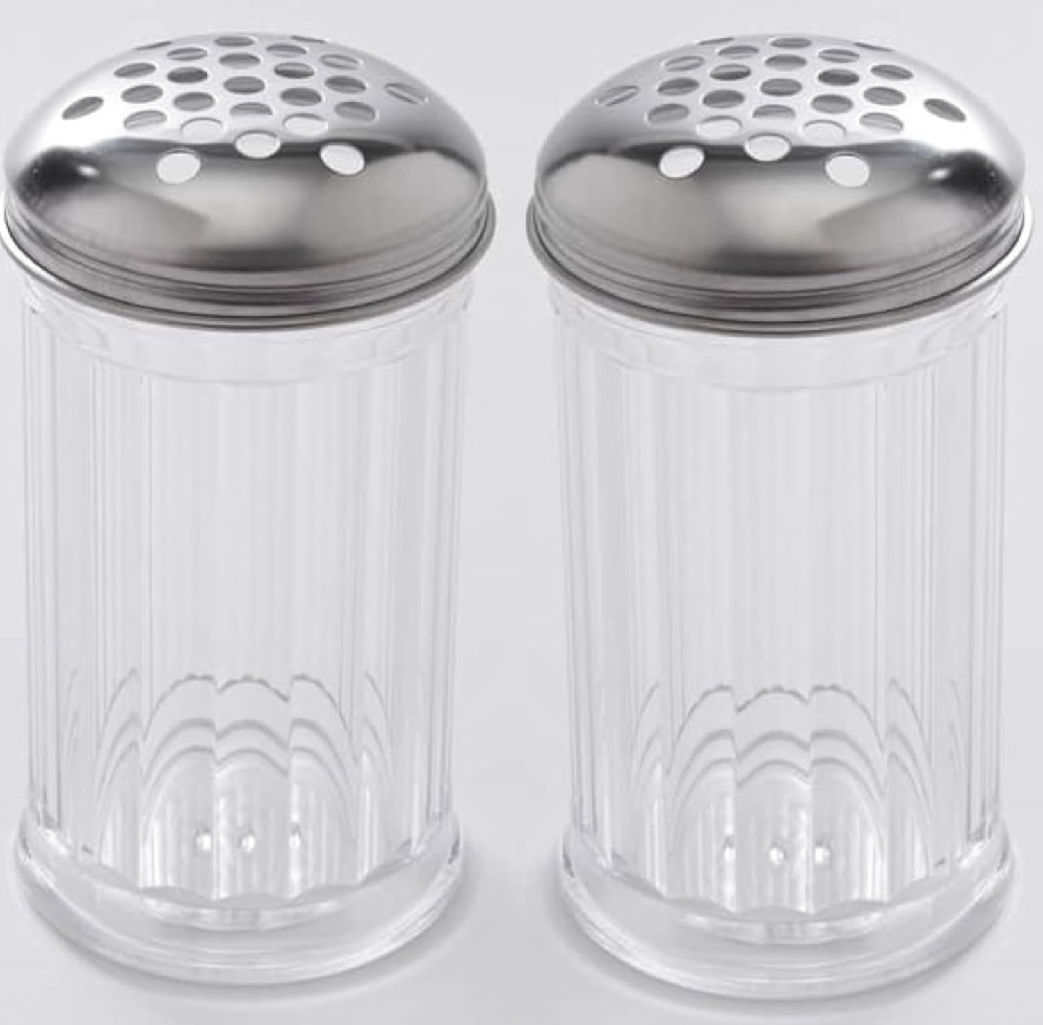 Cheese and Seasoning Shakers with Lids Clear BPA-Free SAN Plastic Red Pepper, Flour, Spices Shaker with 1/4" Holes Stainless Steel Lids by GEEX DEPOT(2, 12 Oz)