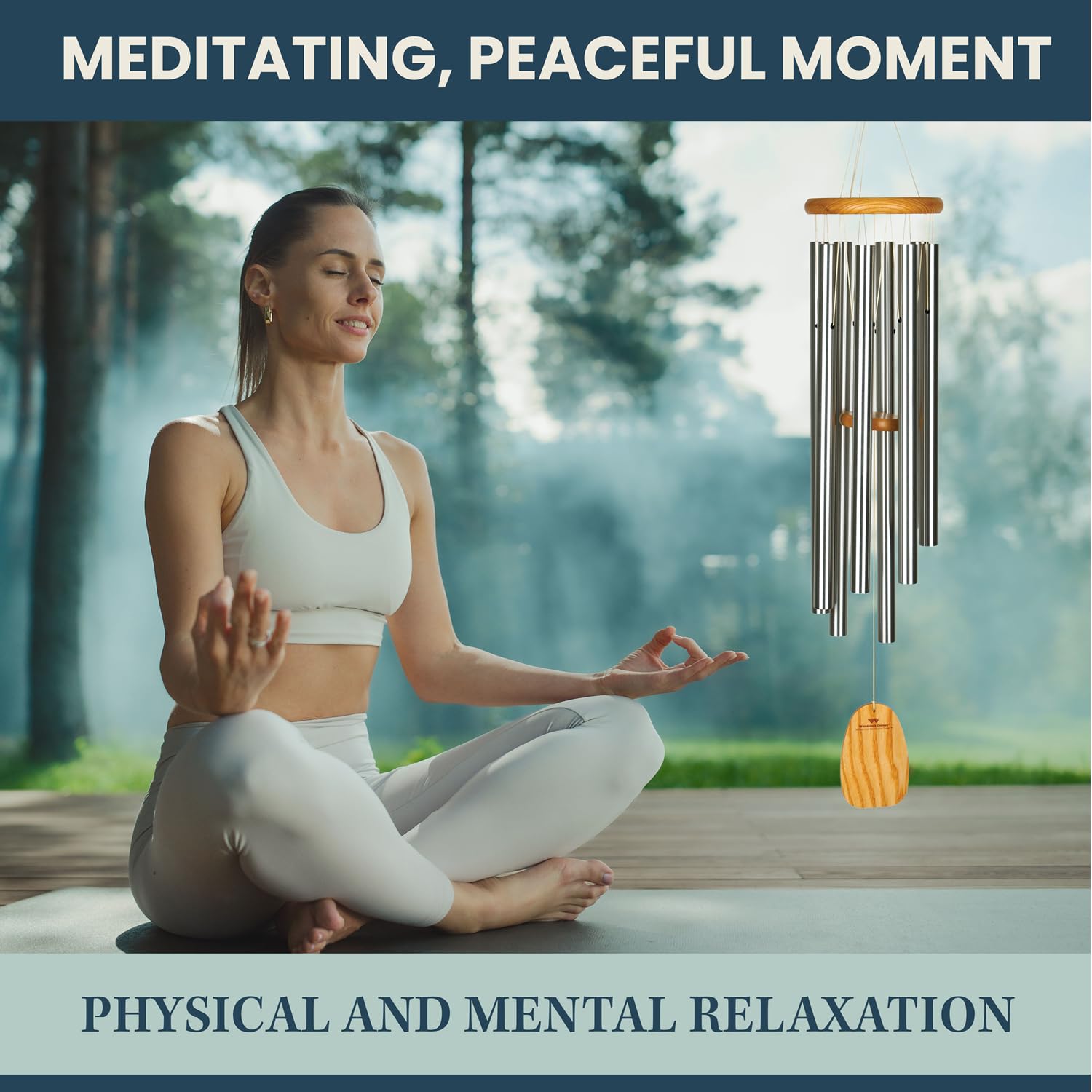 Woodstock Windspiel Meditation Chime, Silber, 99,8 cm