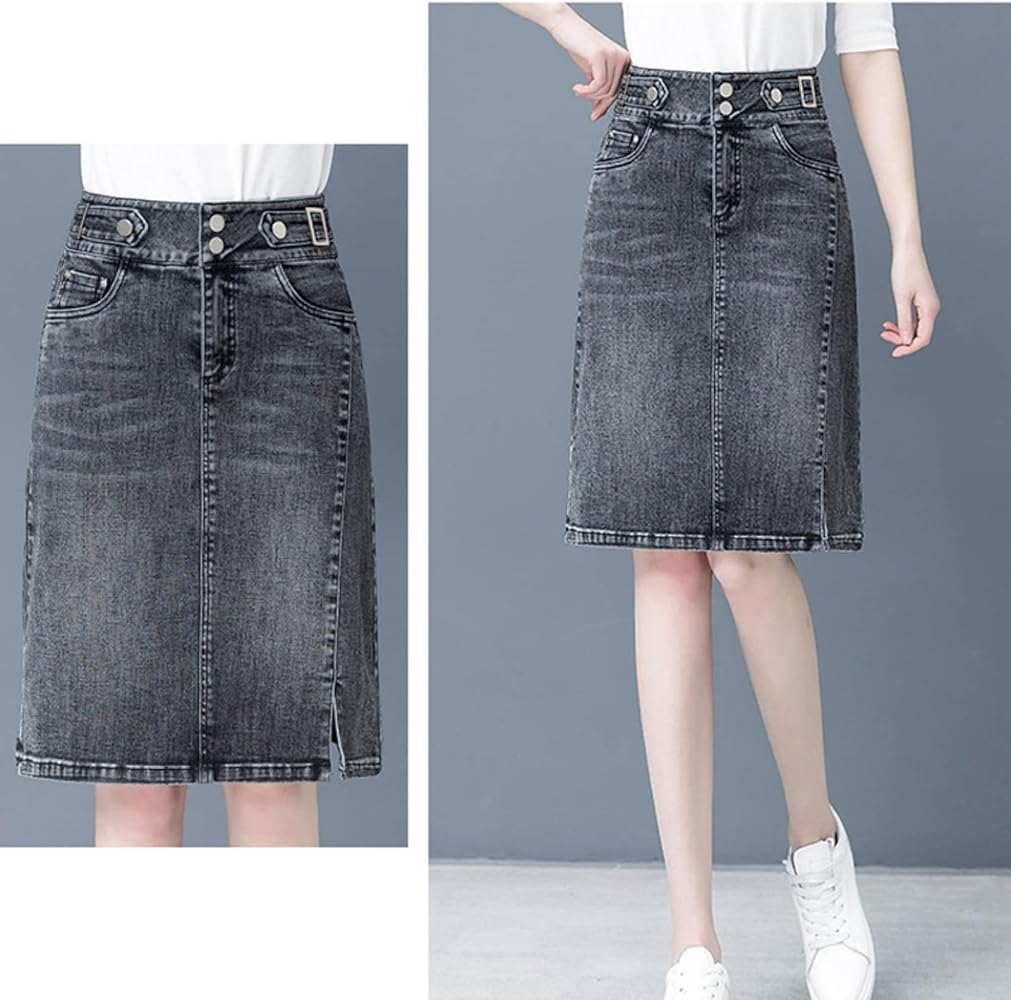 マディソンブルー 膝丈カットオフデニムスカート01 マディソンブルー