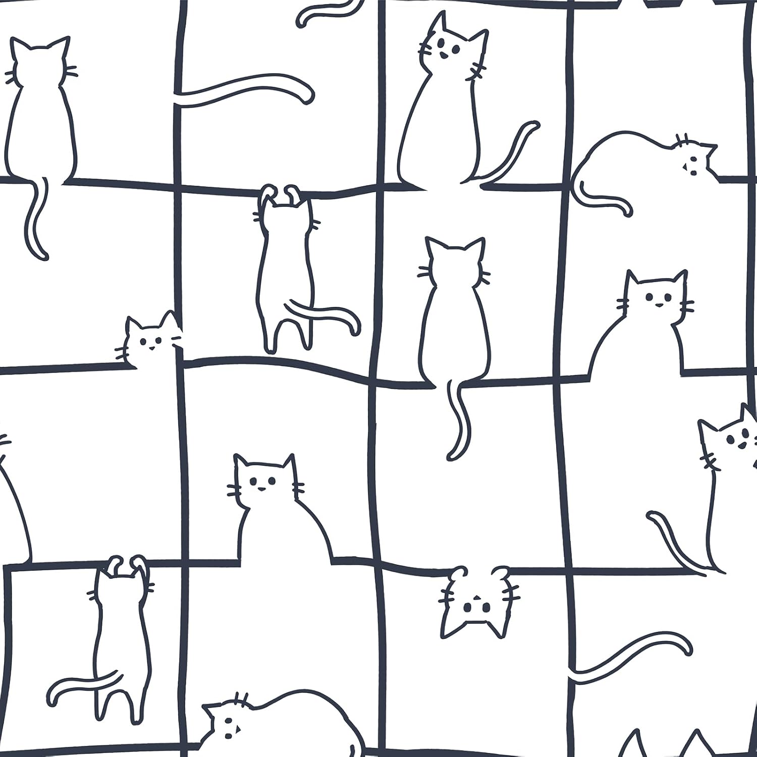 LaCheery 17.5"x275" Cat Peel and Stick Wallpaper Black and White Contact Paper Peel and Stick Wallpaper Checkered Line Self Adhesive Wall Paper for Kids Room Walls Cabinets Drawers Bathroom Waterproof